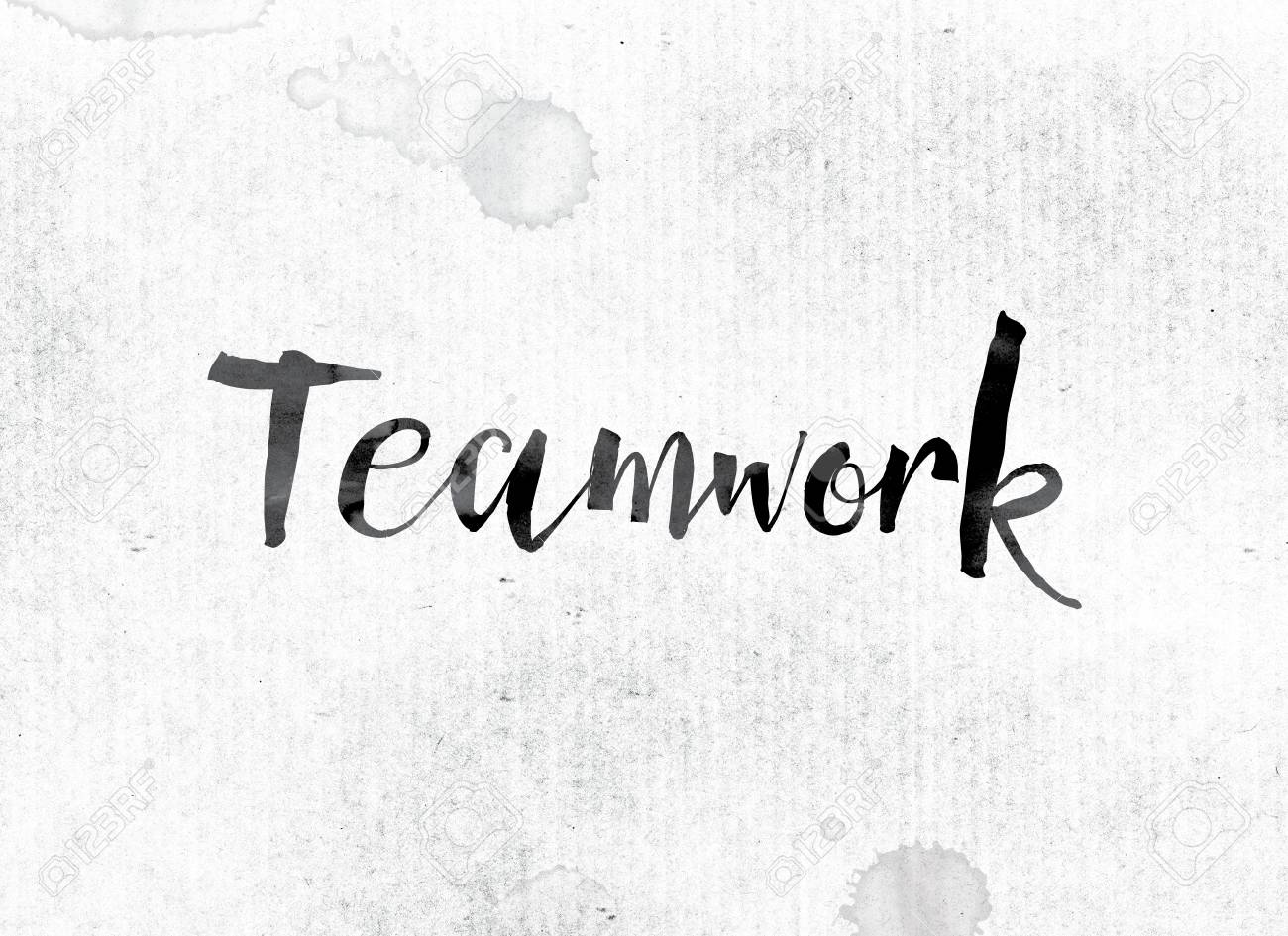 the word teamwork concept and theme painted in watercolor ink