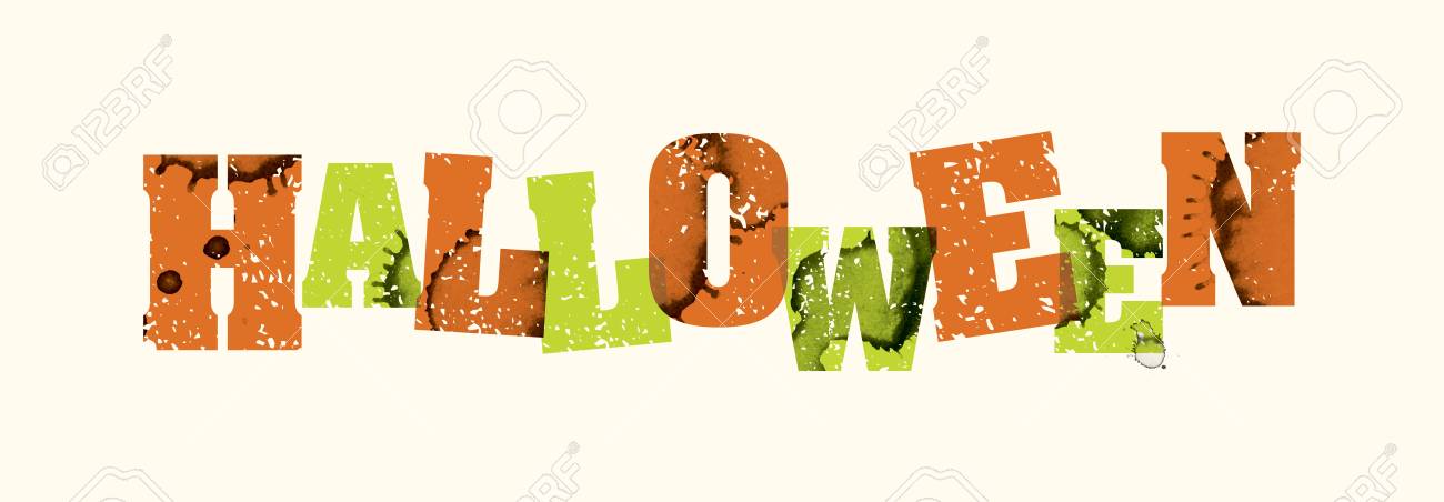the word halloween concept printed in letterpress hand stamped word halloween