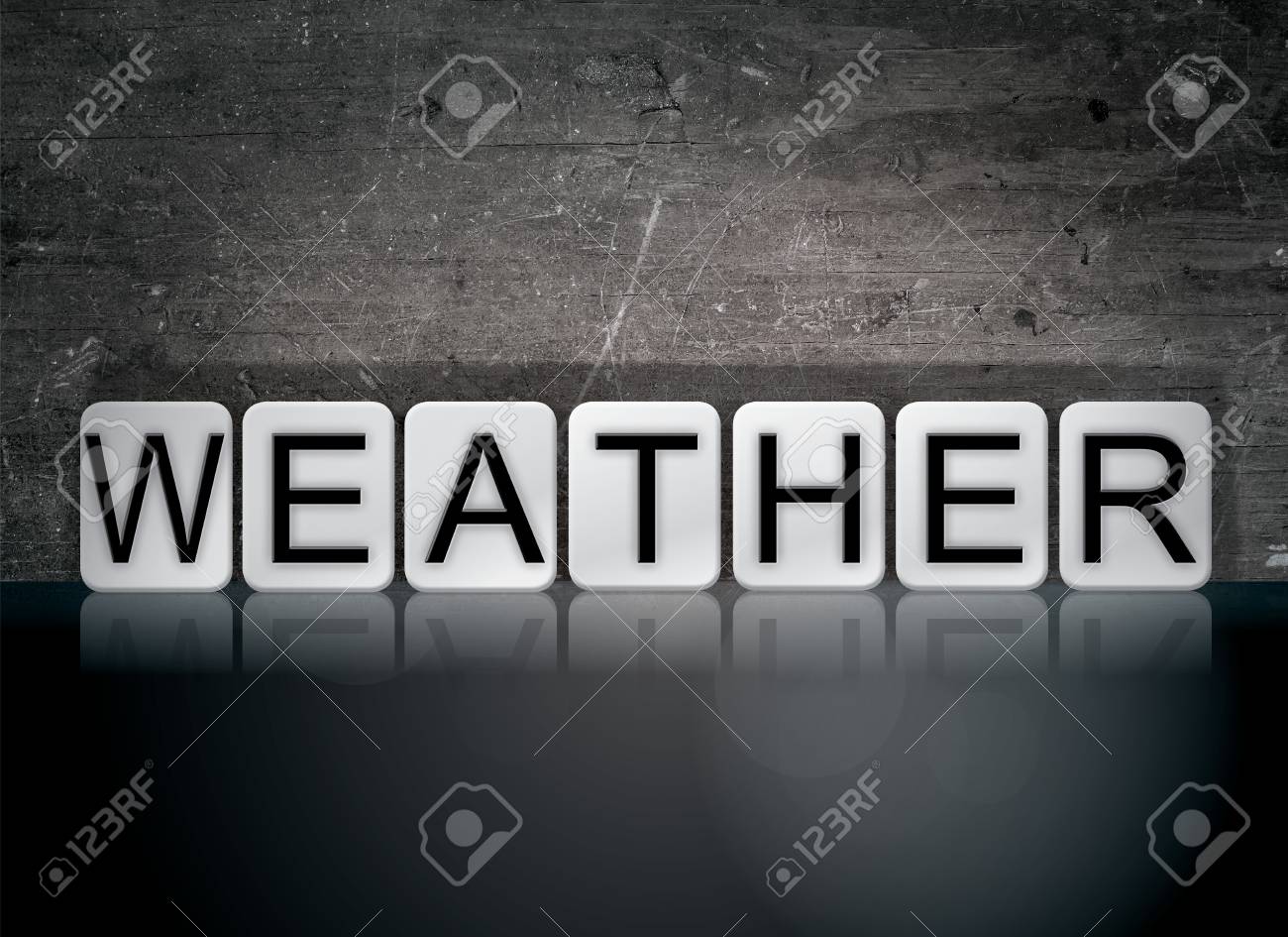 暗い背景に白いタイルで書かれた天気の概念とテーマという言葉 の写真素材 画像素材 Image