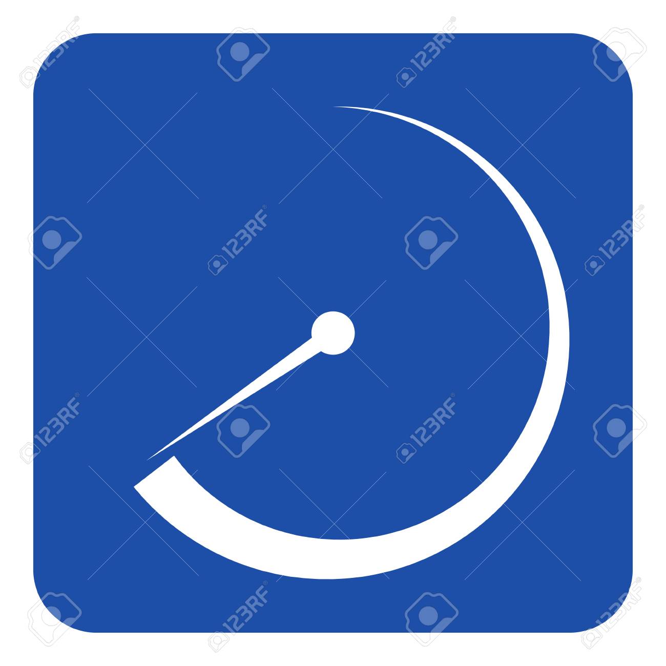 青い丸い白ゲージ ダイヤル記号アイコンと正方形情報道路標識 のイラスト素材 ベクタ Image