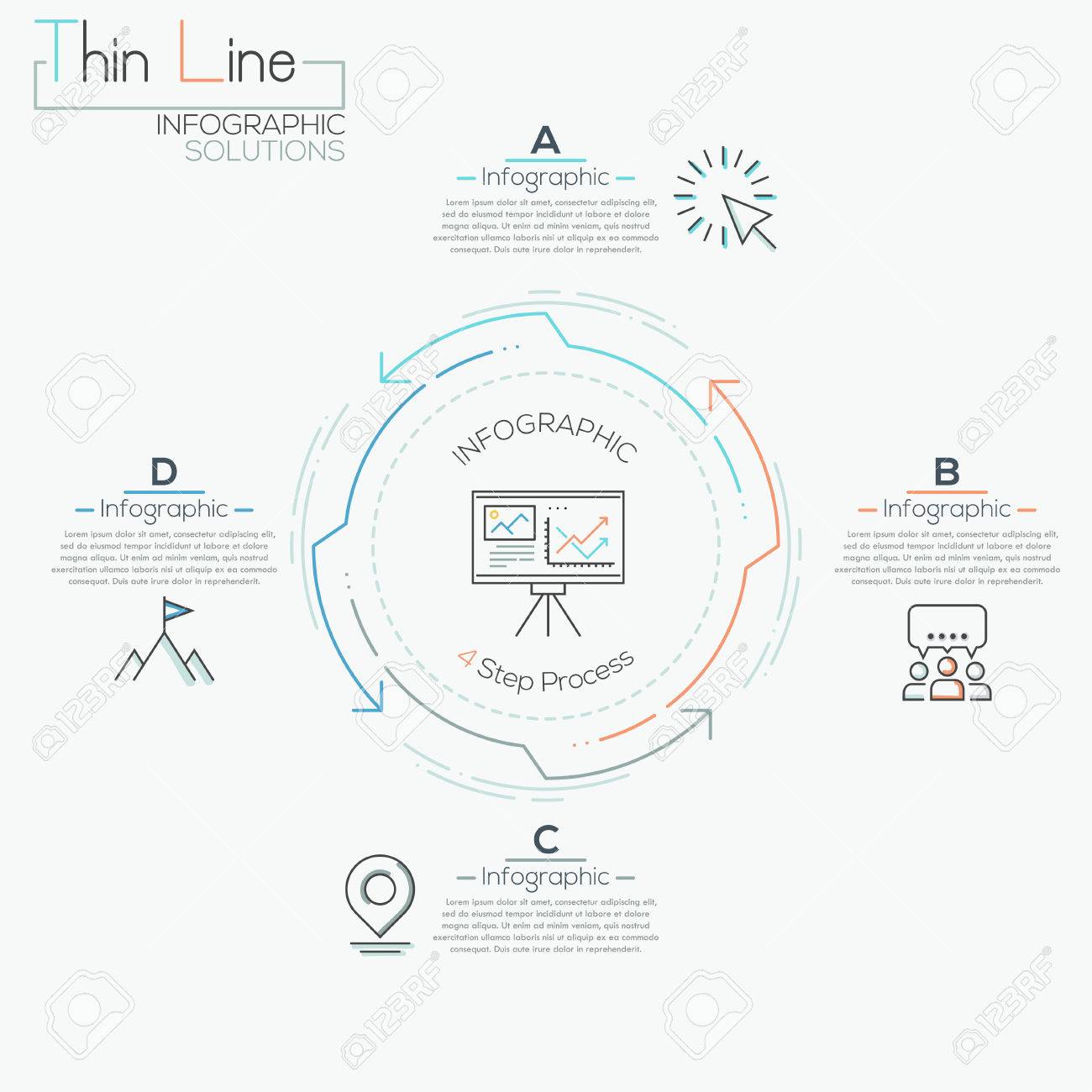 Modelo De Infografico De Ciclo De Negocios Minimo Seta Linha Fina Ilustracao Vetorial Pode Ser Usado Para Layout De Fluxo De Trabalho Diagrama Opcoes De Numeros Web Design Infograficos E Cronograma Ilustraciones