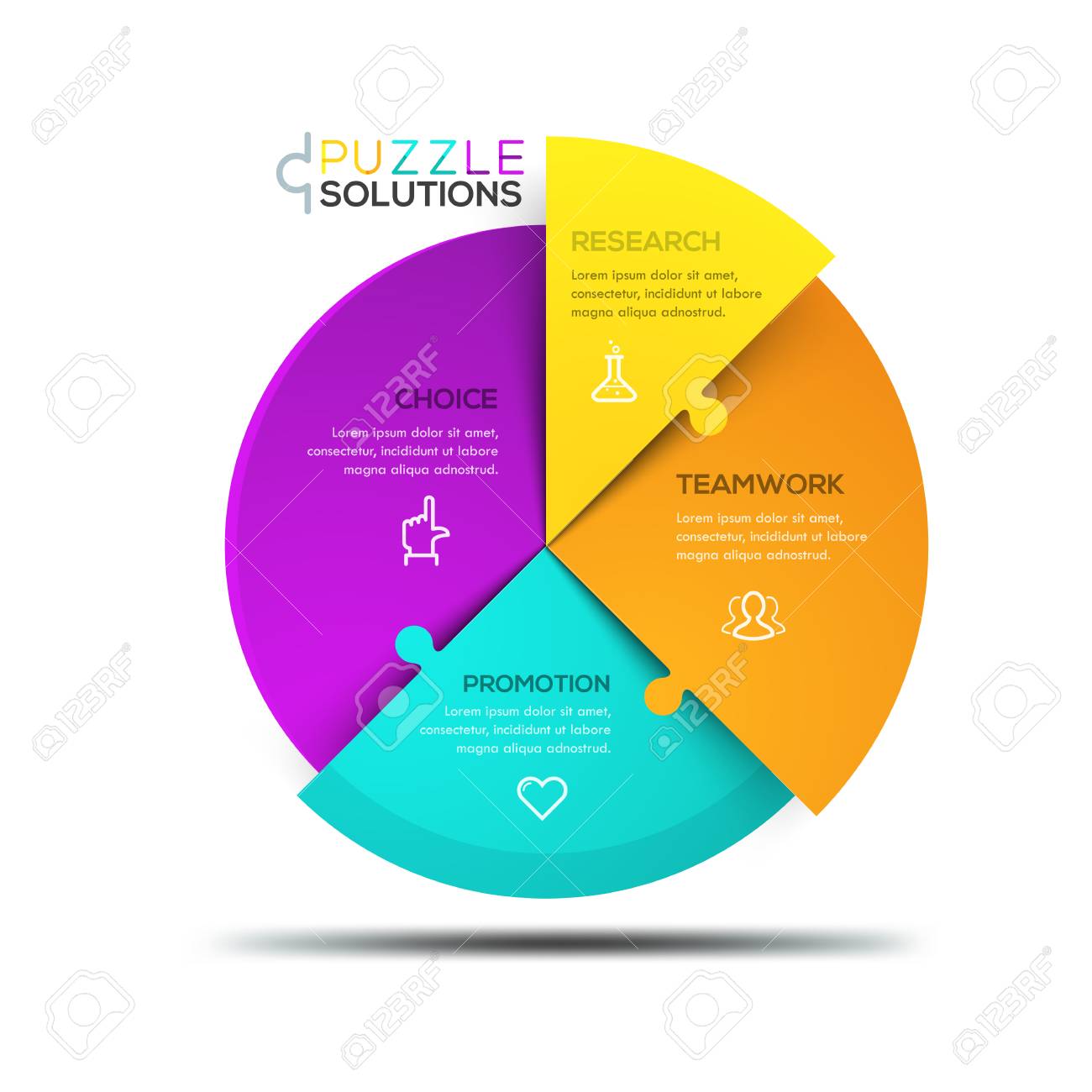 modern infographic design template circular jigsaw puzzle divided jigsaw puzzle design template