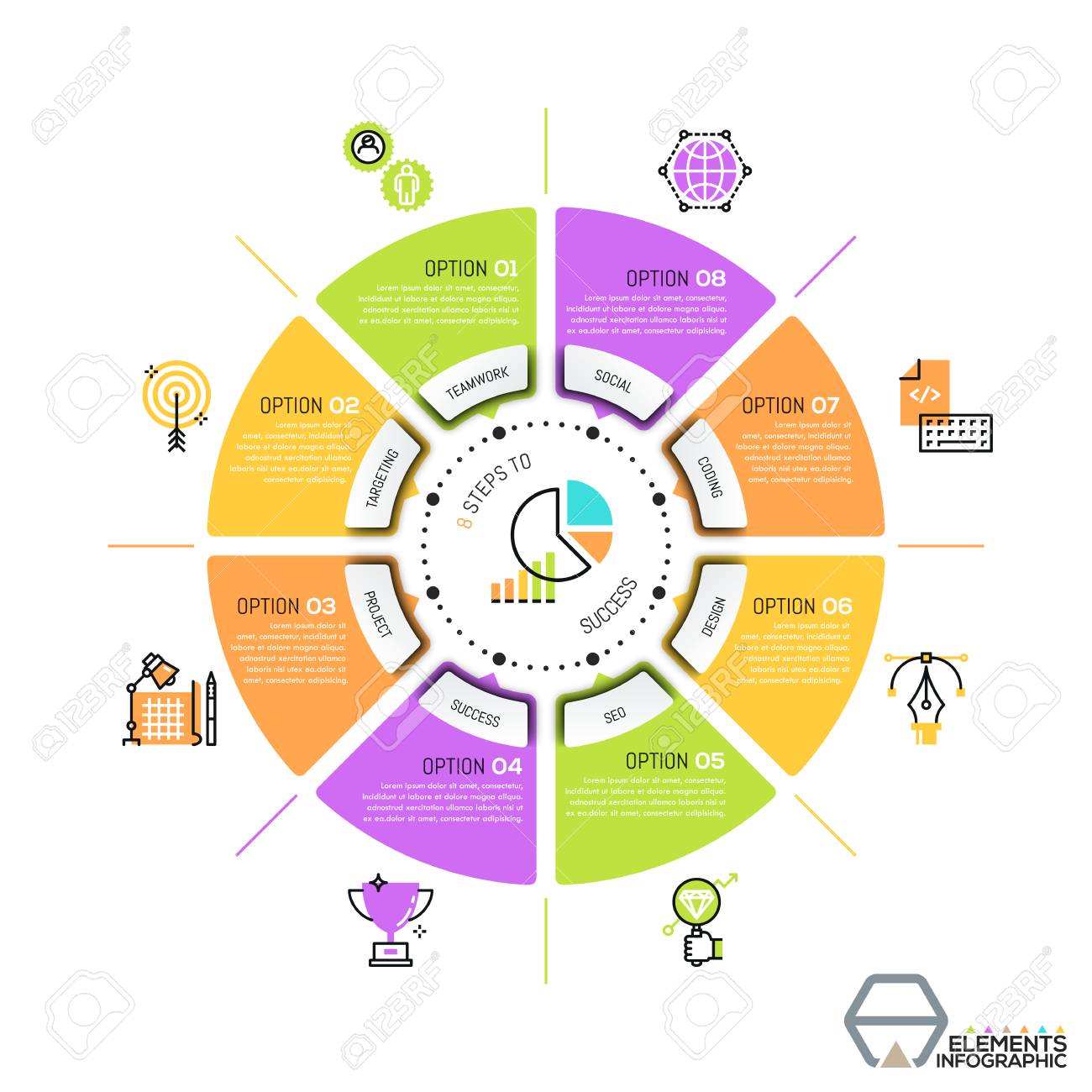 unique infographic design template circular diagram or pie chart