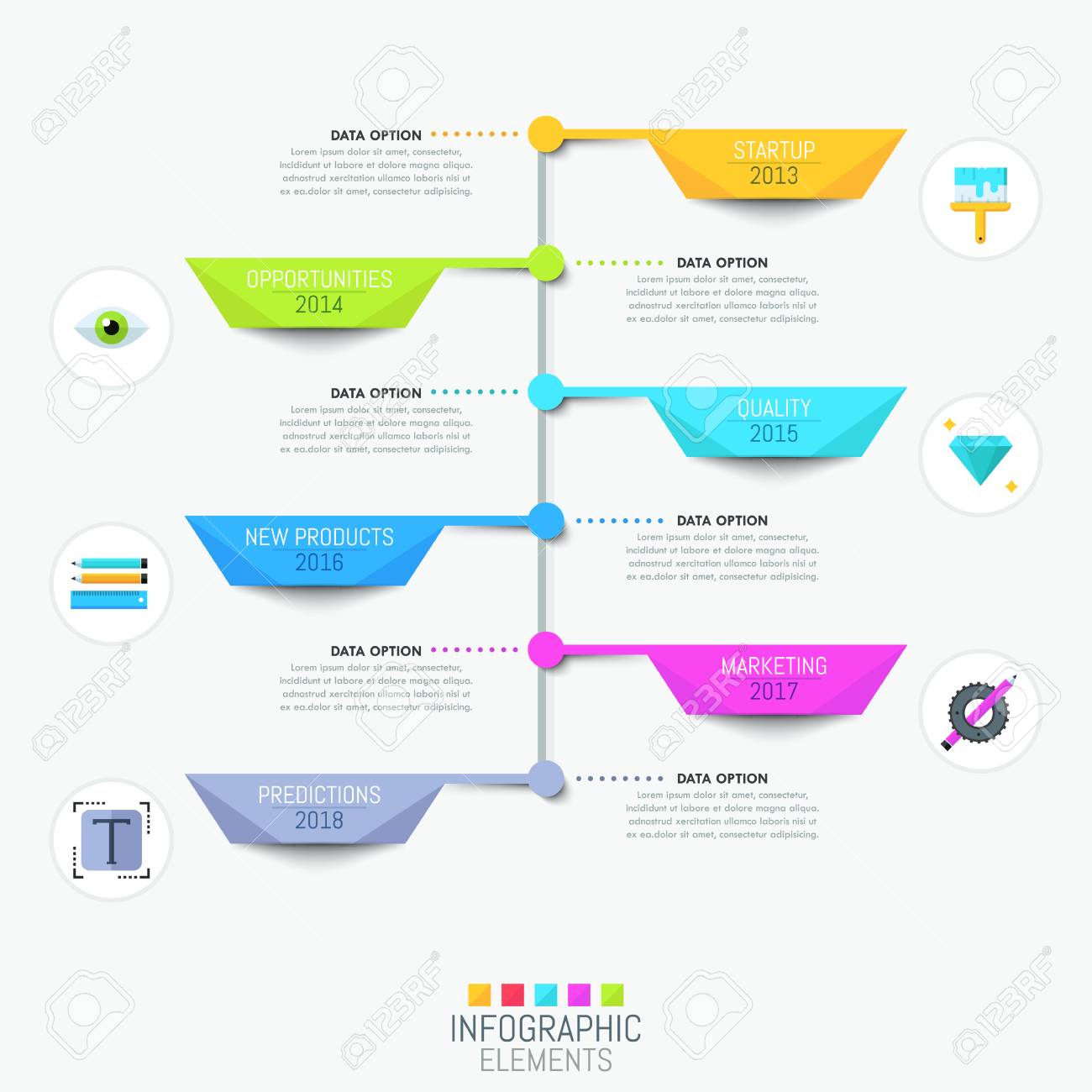 垂直時間軸でモダンなインフォ グラフィック デザイン テンプレート のイラスト素材 ベクタ Image