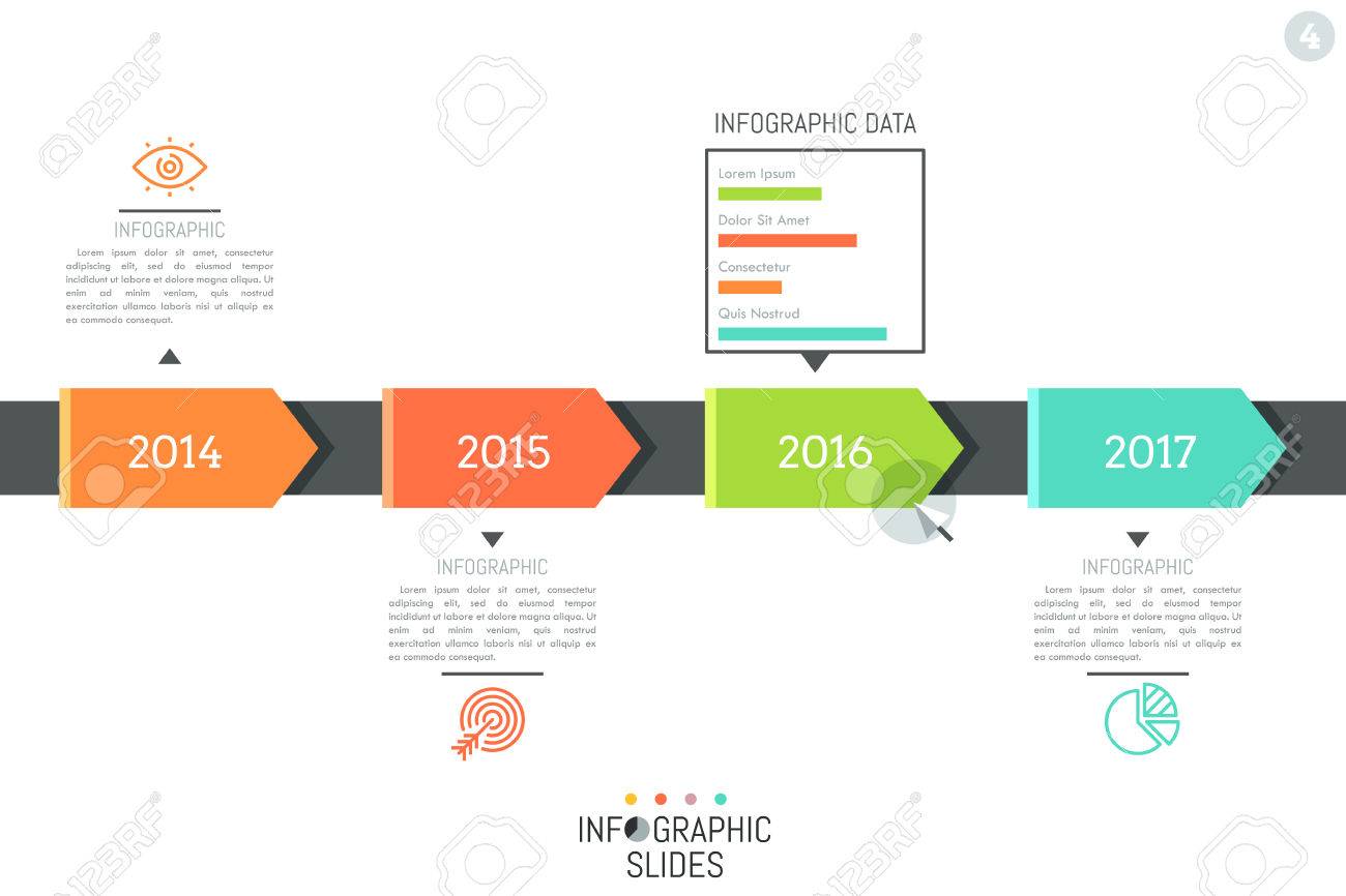 infographic design layout horizontal timeline 4 elements horizontal timeline