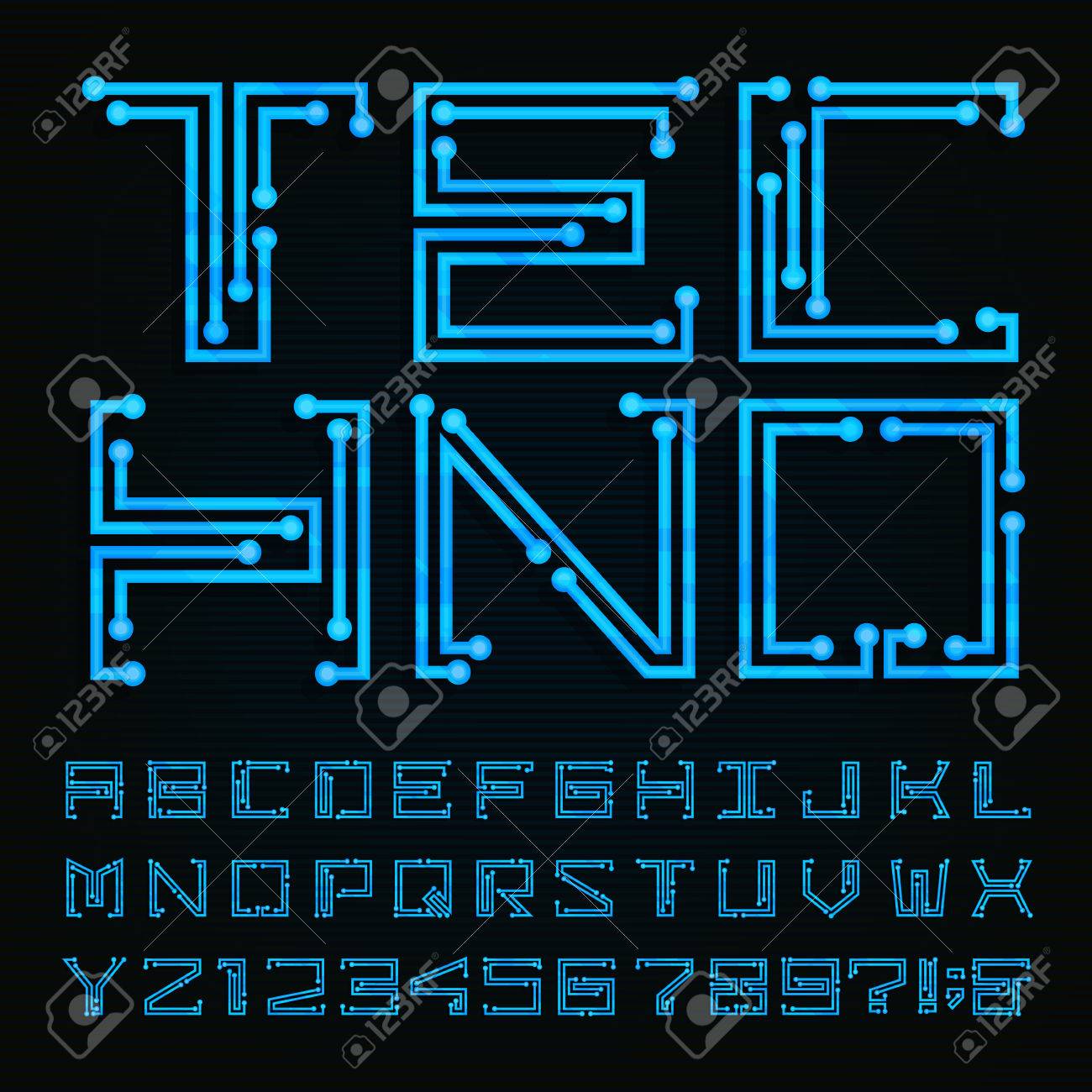 Digital hi-tech style letters, numbers and symbols on a dark background. Stock vector for your headlines, posters etc. - 49538409 Digital hi-tech style letters, numbers and symbols on a dark background. Stock vector for your headlines, posters etc. - 49538409