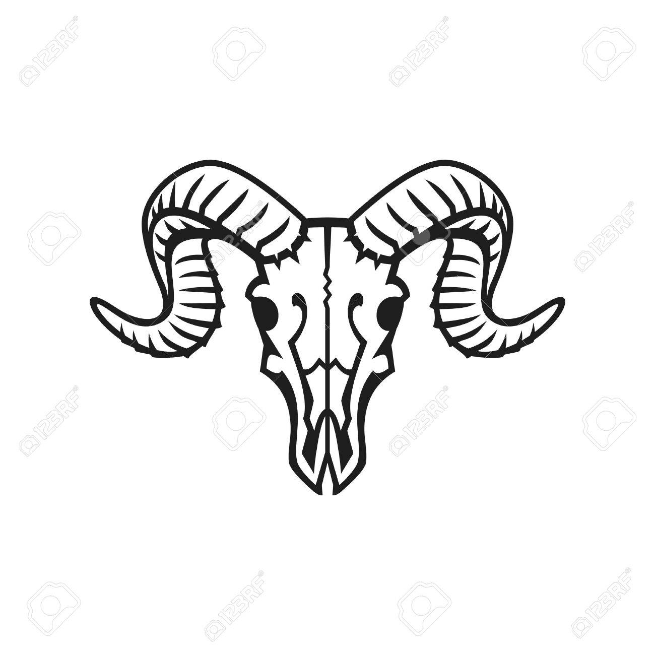 Ram skull logo or icon black on white. - 46669842 Ram skull logo or icon black on white. - 46669842