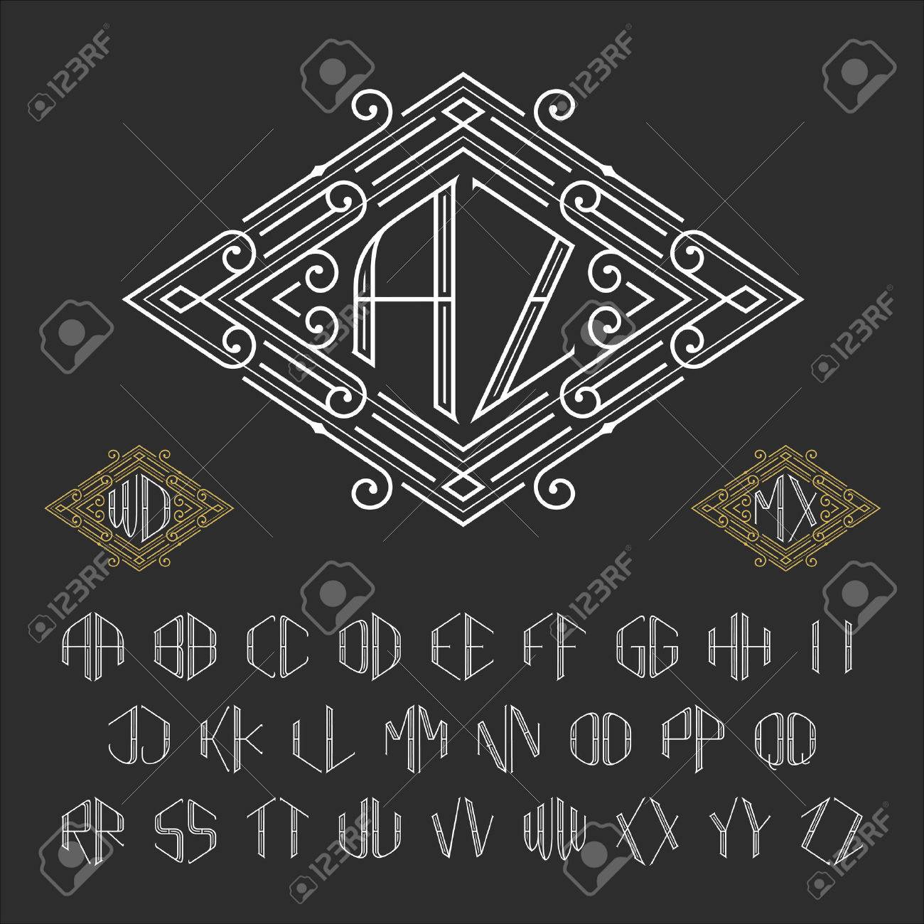 Two letters monogram template. Luxury vector set of stylish monograms. Letters from A to Z. - 47622959 Two letters monogram template. Luxury vector set of stylish monograms. Letters from A to Z. - 47622959