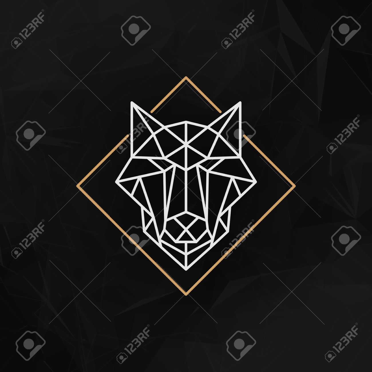 The wolf head Icon - Vector illustration. The wolf head in outline low poly style on the dark abstract geometric background. - 48052627 The wolf head Icon - Vector illustration. The wolf head in outline low poly style on the dark abstract geometric background. - 48052627