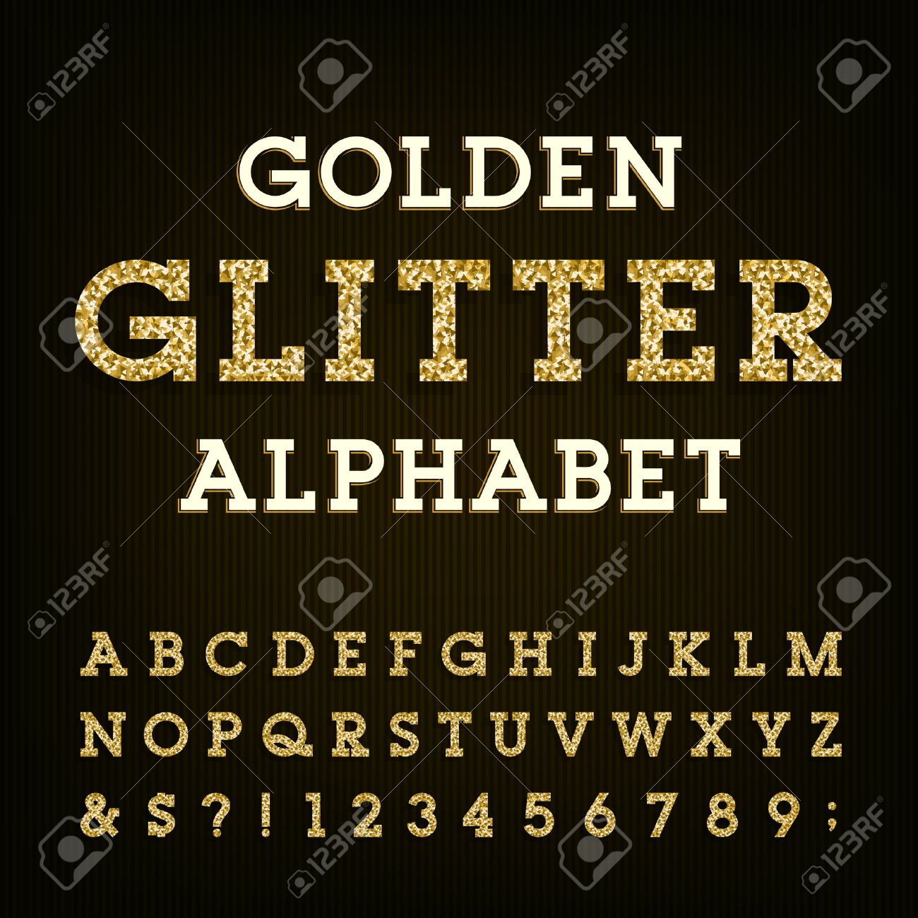 Golden glitter alphabet vector font. Letters, numbers and symbols.Vector typography for labels, headlines, posters etc. - 51270777 Golden glitter alphabet vector font. Letters, numbers and symbols.Vector typography for labels, headlines, posters etc. - 51270777