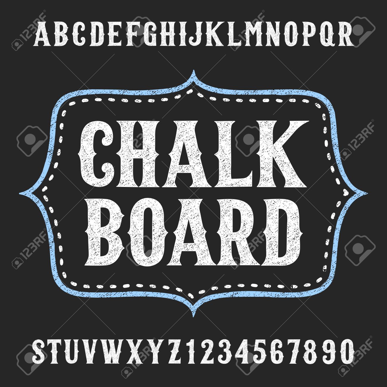 chalkboard alphabet vector font hand drawn letters and numbers