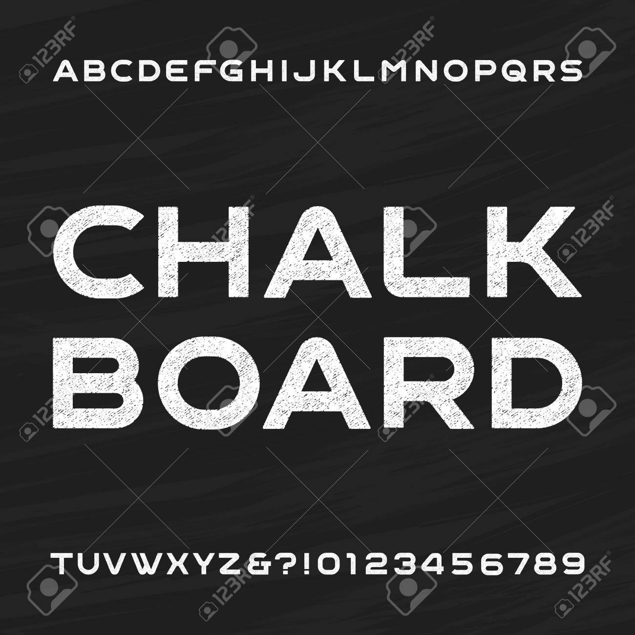 Chalkboard Alphabet Font. Distressed Letters And Numbers On A Chalkboard  Background. Typeface For Your Design. Royalty Free SVG, Cliparts, Vectors,  and Stock Illustration. Image 57947829., image size:1300x1300