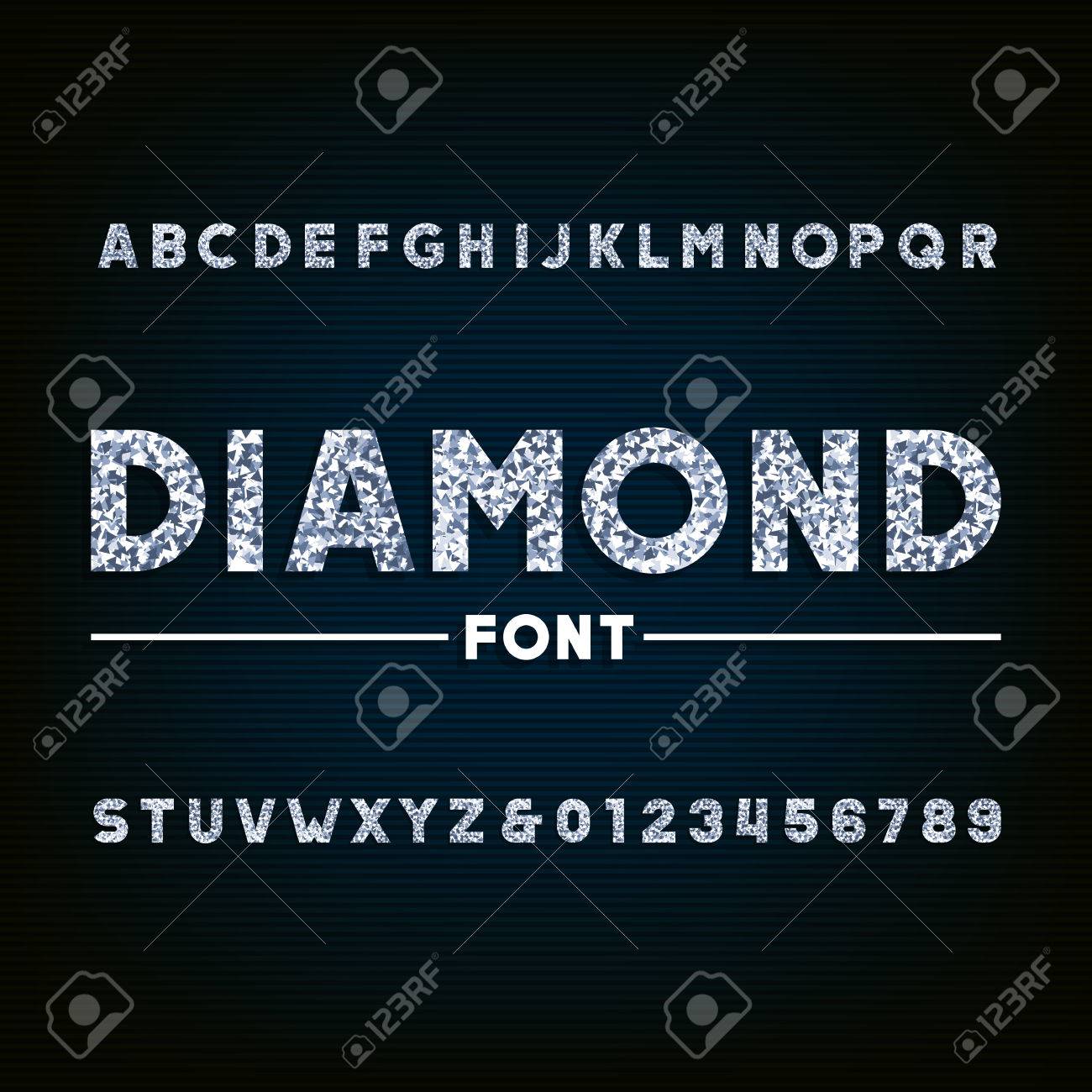 Diamond alphabet font. Brilliant letters and numbers. Stock vector typography for your design. - 63011786 Diamond alphabet font. Brilliant letters and numbers. Stock vector typography for your design. - 63011786