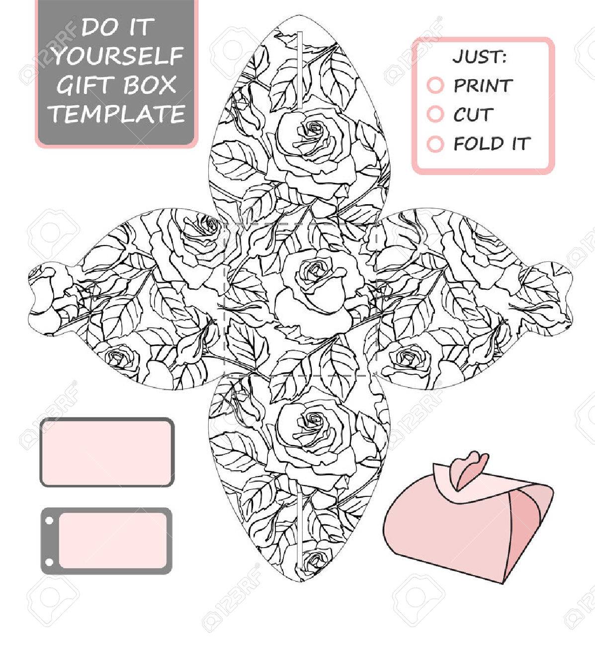 favor gift box die cut box template with rose pattern great