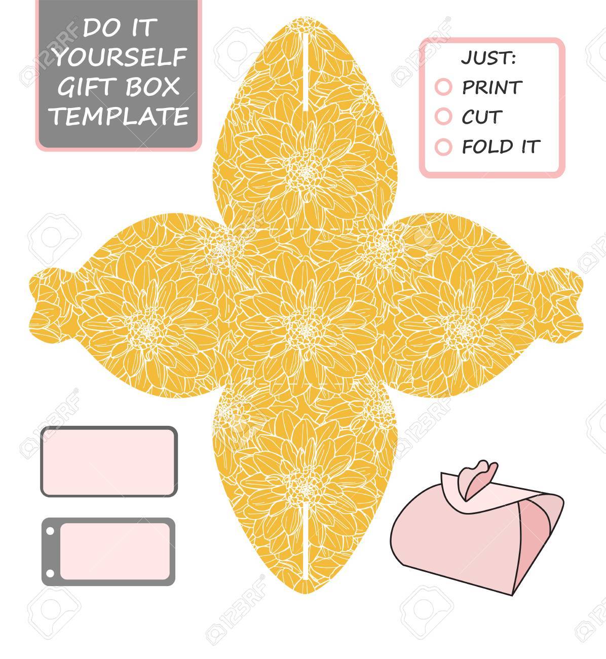 favor gift box die cut box template with dahlia pattern great