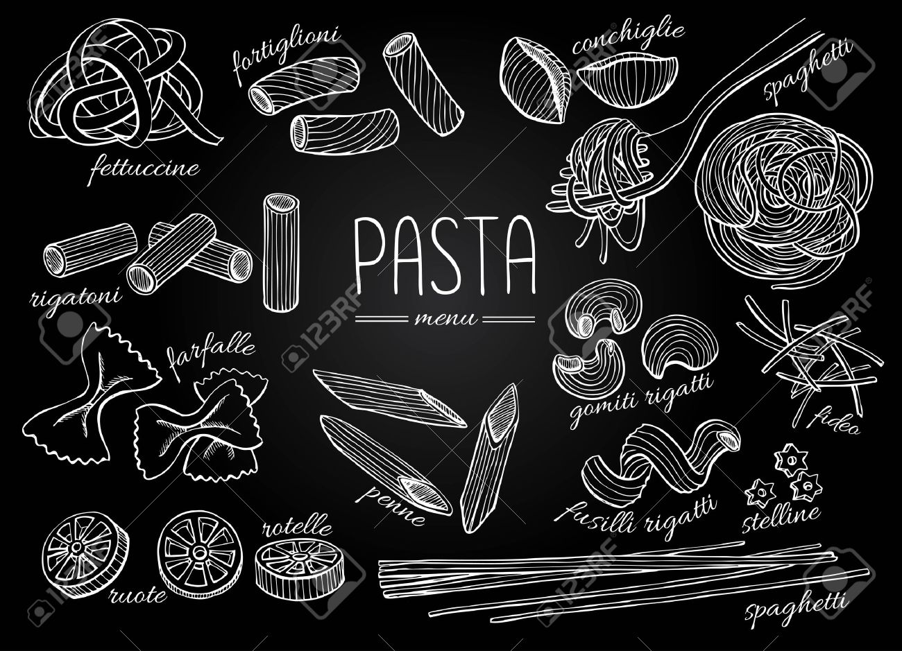vector hand drawn pasta