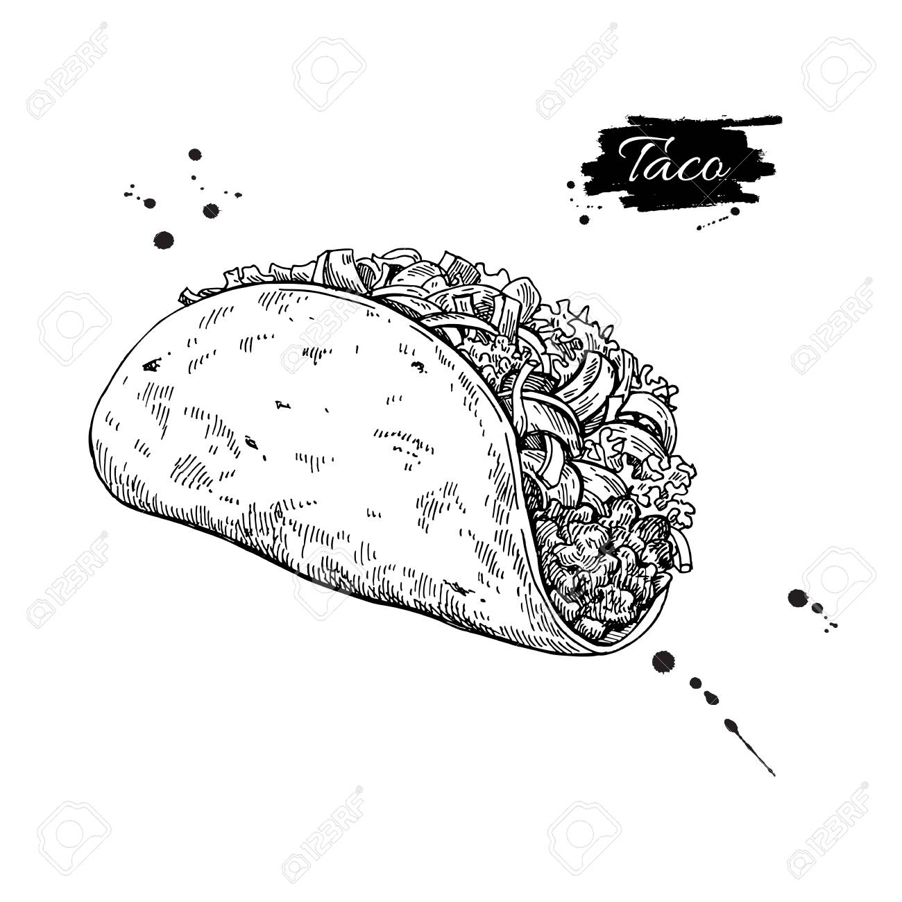 taco drawing traditional mexican