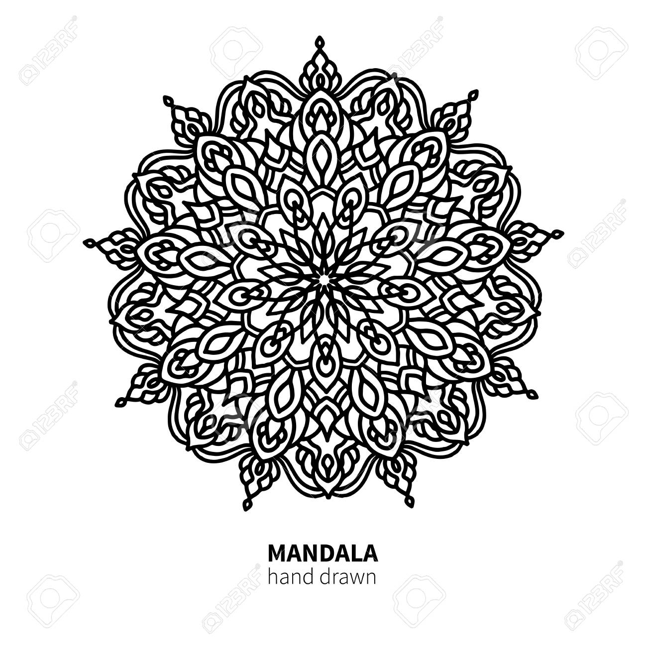 Desenho de mandala de ioga, adulto de página para colorir ou