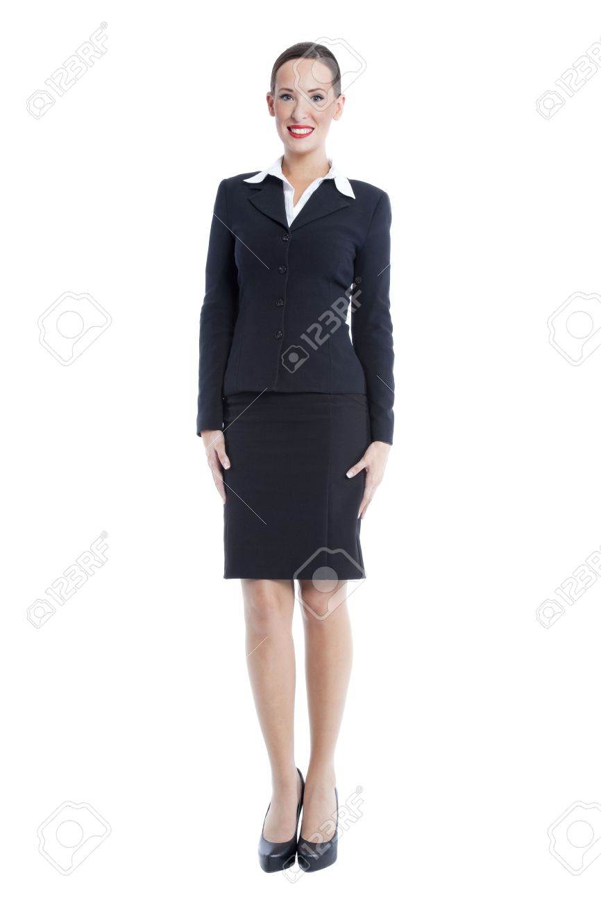 businesswoman in corporate attire isolated on a white background