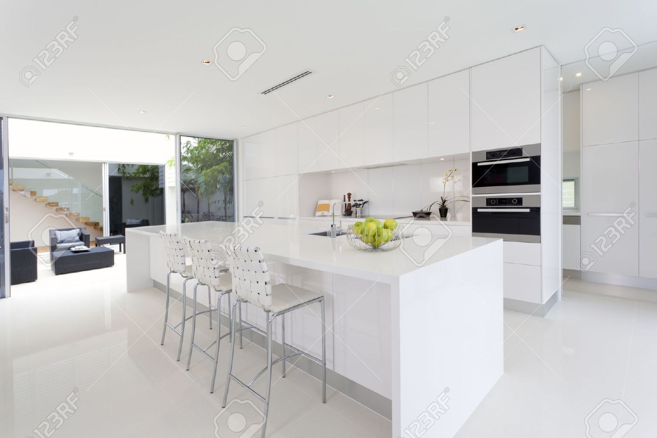 Luxurious kitchen with stainless steel appliances in australian mansion stock photo 15616588
