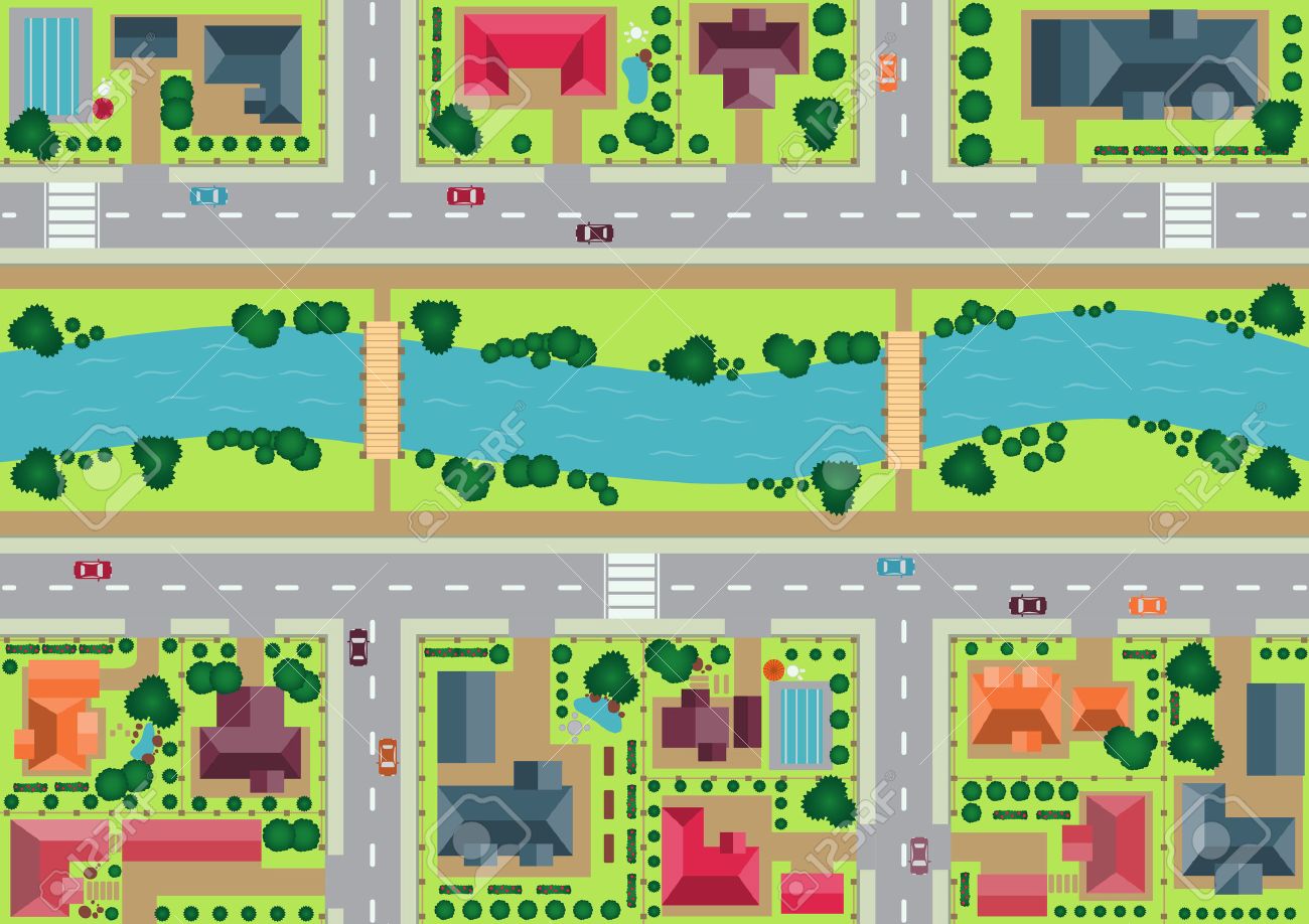 Vector village view from top flat graphic - 41029025 Vector village view from top flat graphic - 41029025