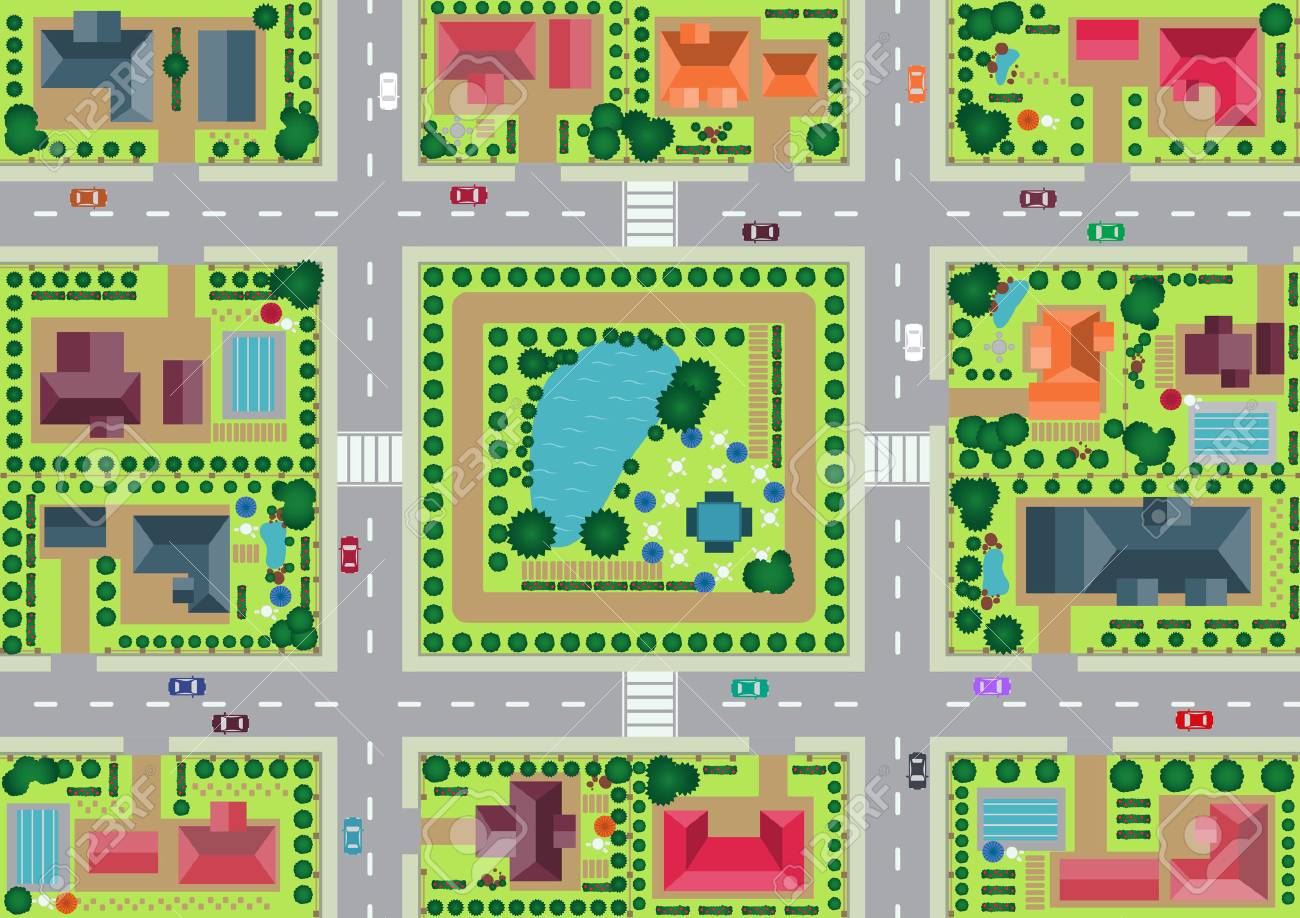 Vector village and park view from top flat graphic - 42151858 Vector village and park view from top flat graphic - 42151858