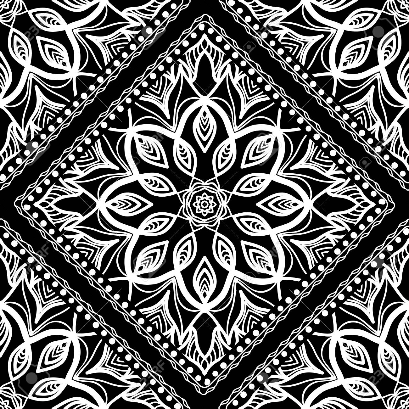 Decorative Seamless Pattern With Lace Floral Ornament Vector