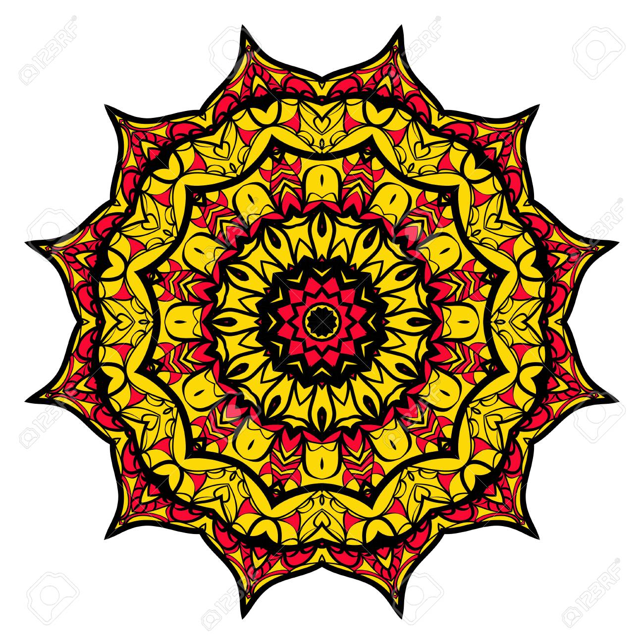 sun color flower mandala energy symbol vector illustration