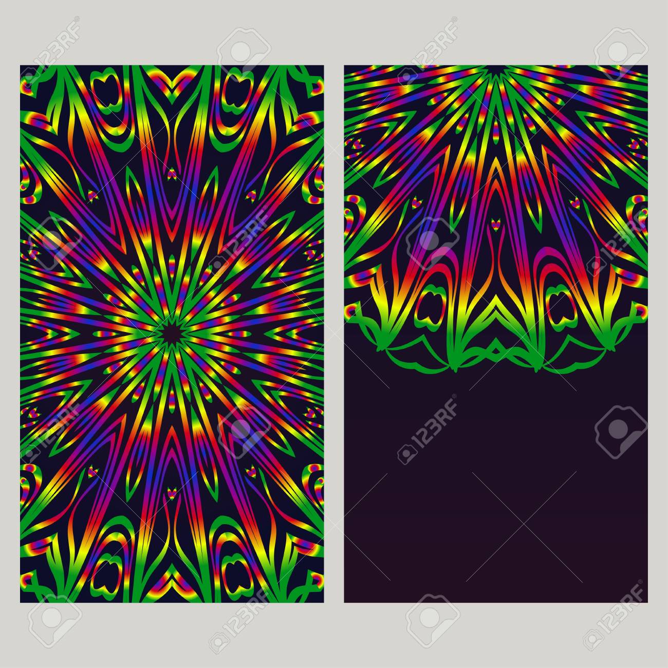 yoga card template with mandala pattern for business card fitness