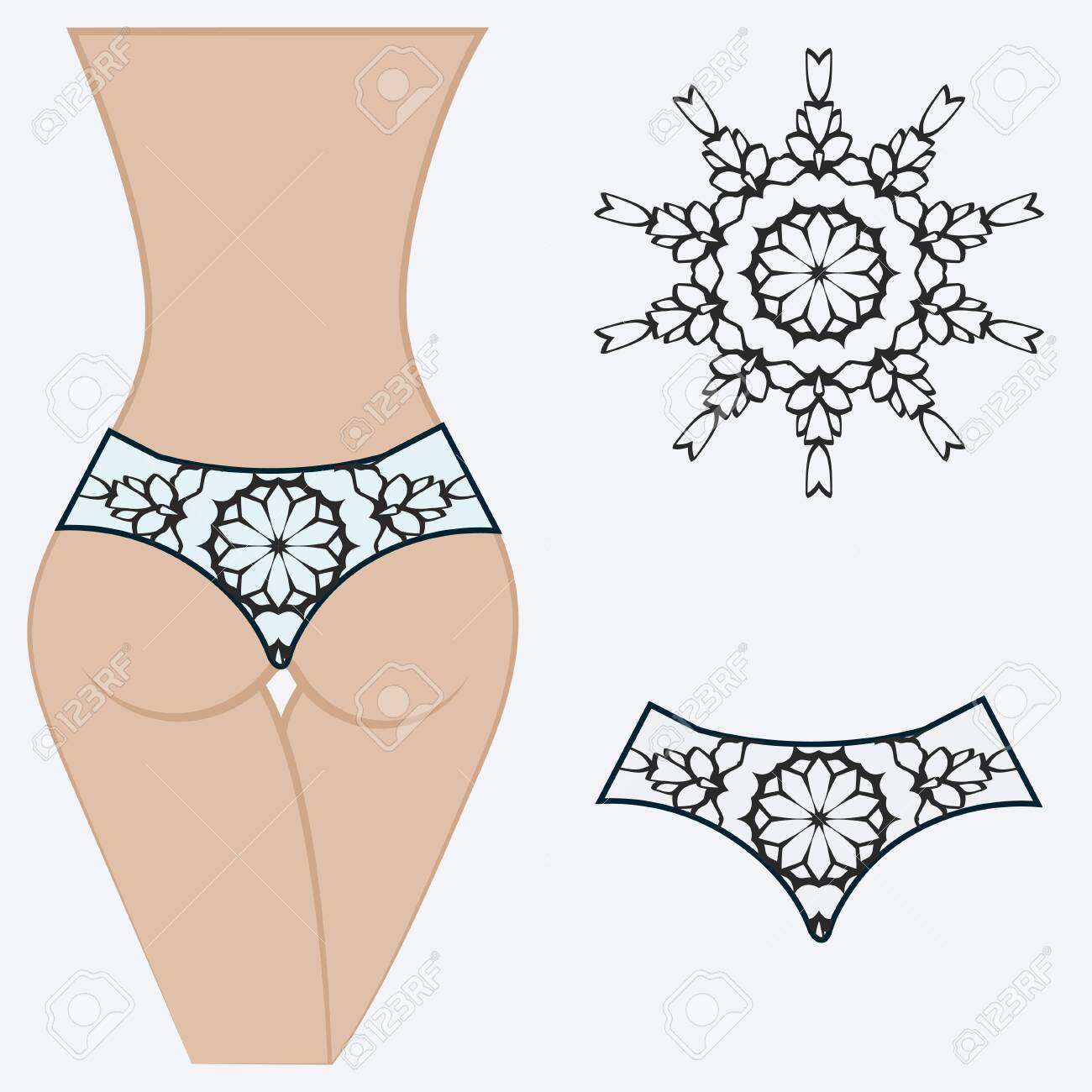 Fashionable design of women's swimming trunks. vector illustration. with a circular floral pattern. - 116186159 Fashionable design of women's swimming trunks. vector illustration. with a circular floral pattern. - 116186159