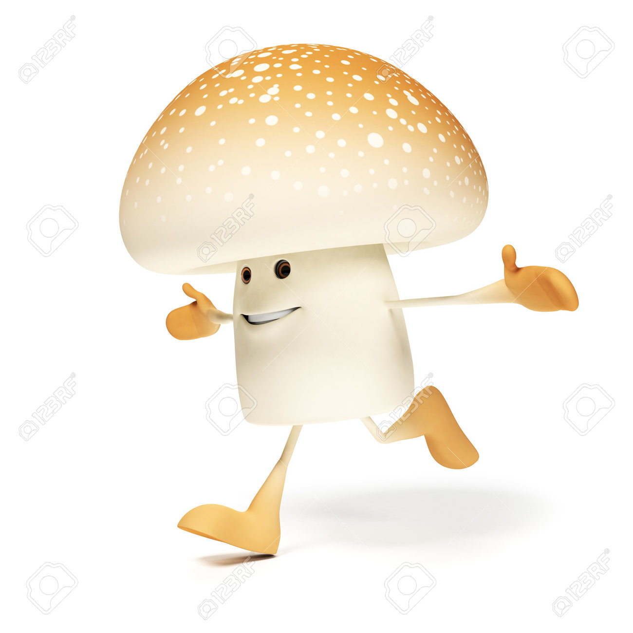 きのこのキャラクターの 3 D レンダリングされたイラストレーション の写真素材 画像素材 Image