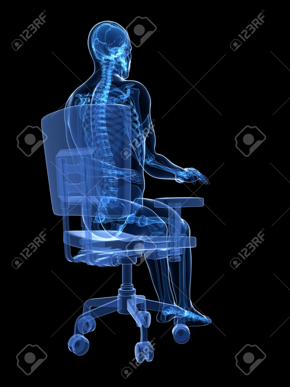 3 D レンダリングされた医療イラスト 正しい座位姿勢 の写真素材 画像素材 Image