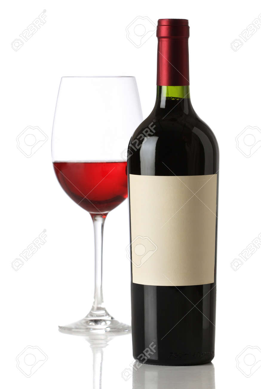 Bouteille De Vin Rouge Avec Tiquette Vide Et De Verre Banque D Bouteille De Vin Rouge Avec Tiquette Vide Et De Verre Banque D