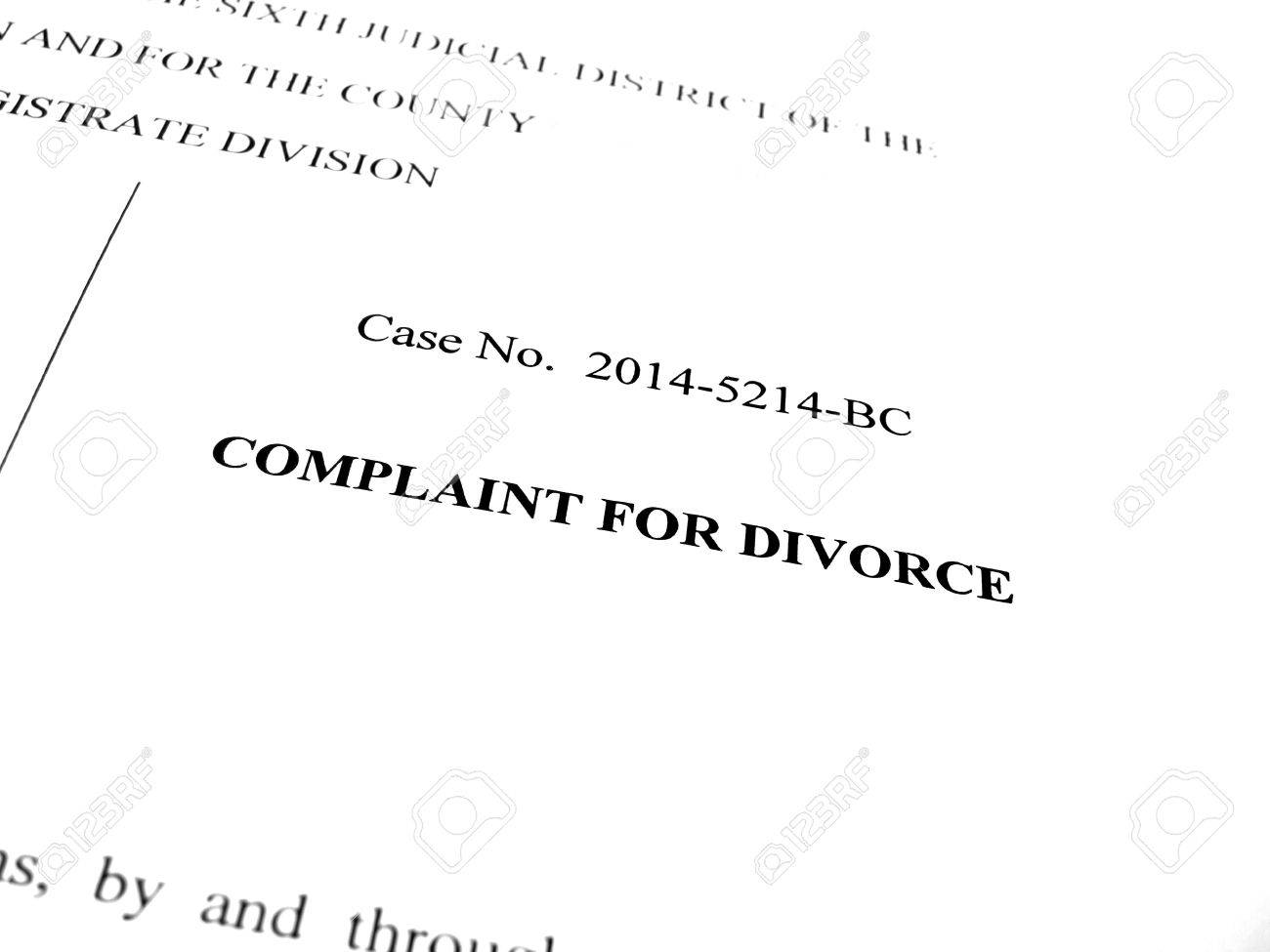 legal papers complaint for divorce in court stock photo picture and