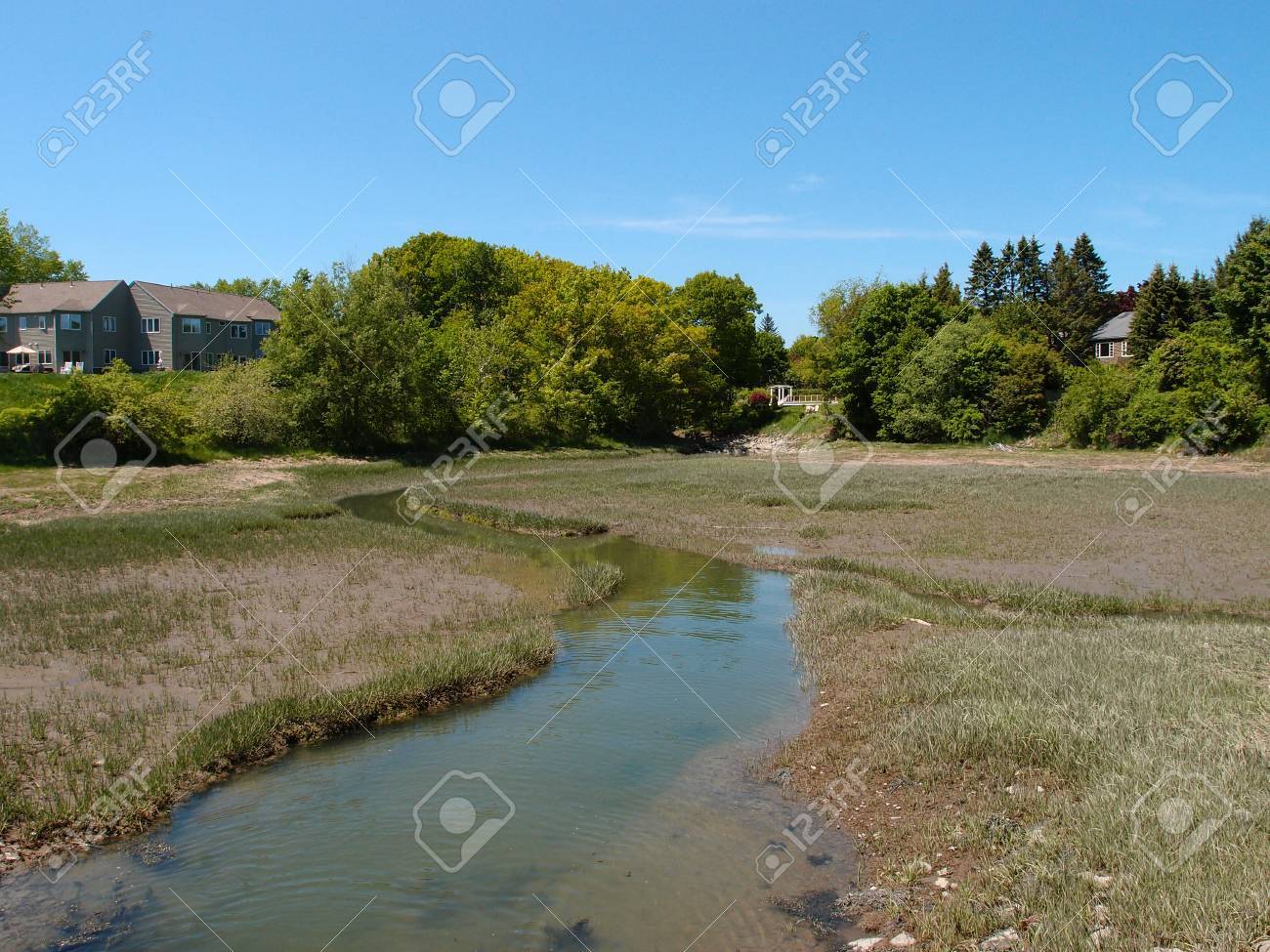 ポートランド メイン州の家の中で小さな川クリーク の写真素材 画像素材 Image