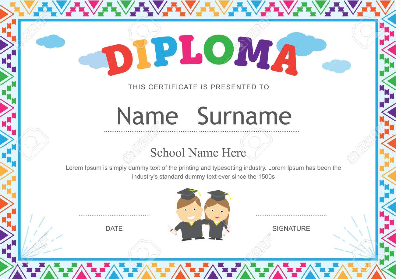 kids diploma preschool certificate elementary school template