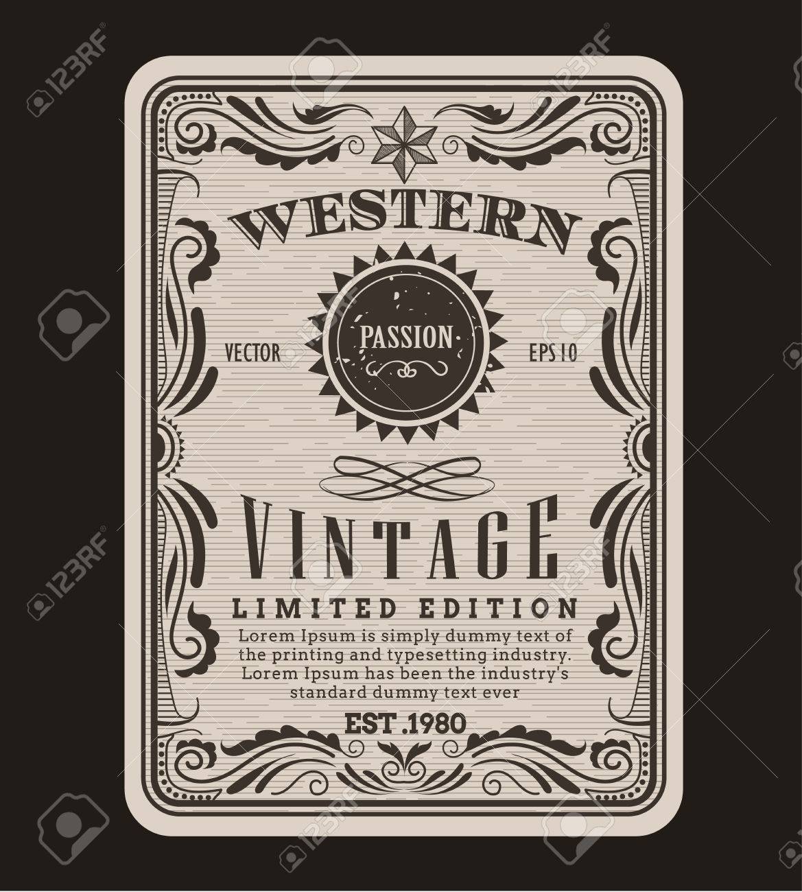 vector western frame border vintage label hand drawn engraving retro antique vector illustration t2 antique