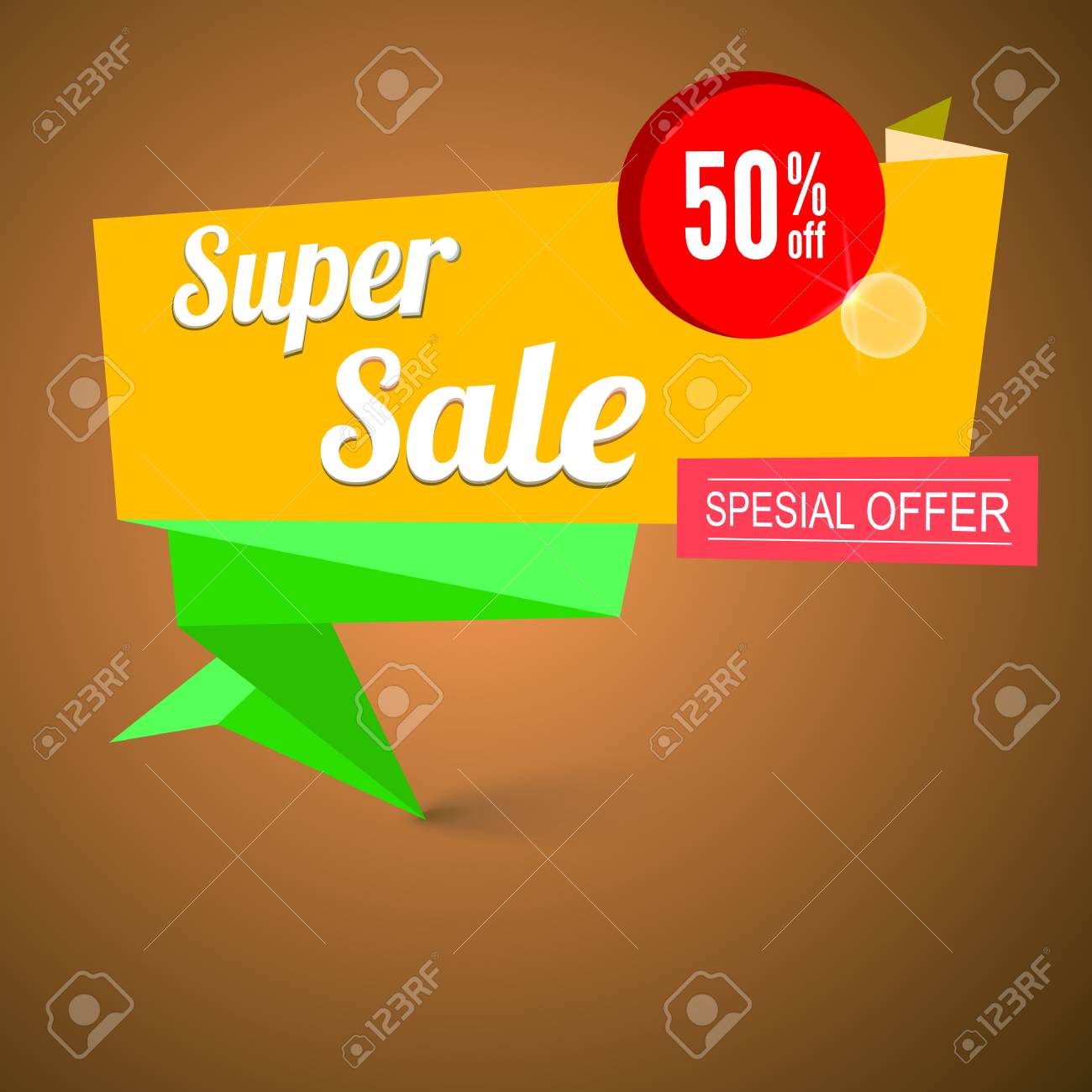 super sale origami banner great background for your promotional shopping flyers