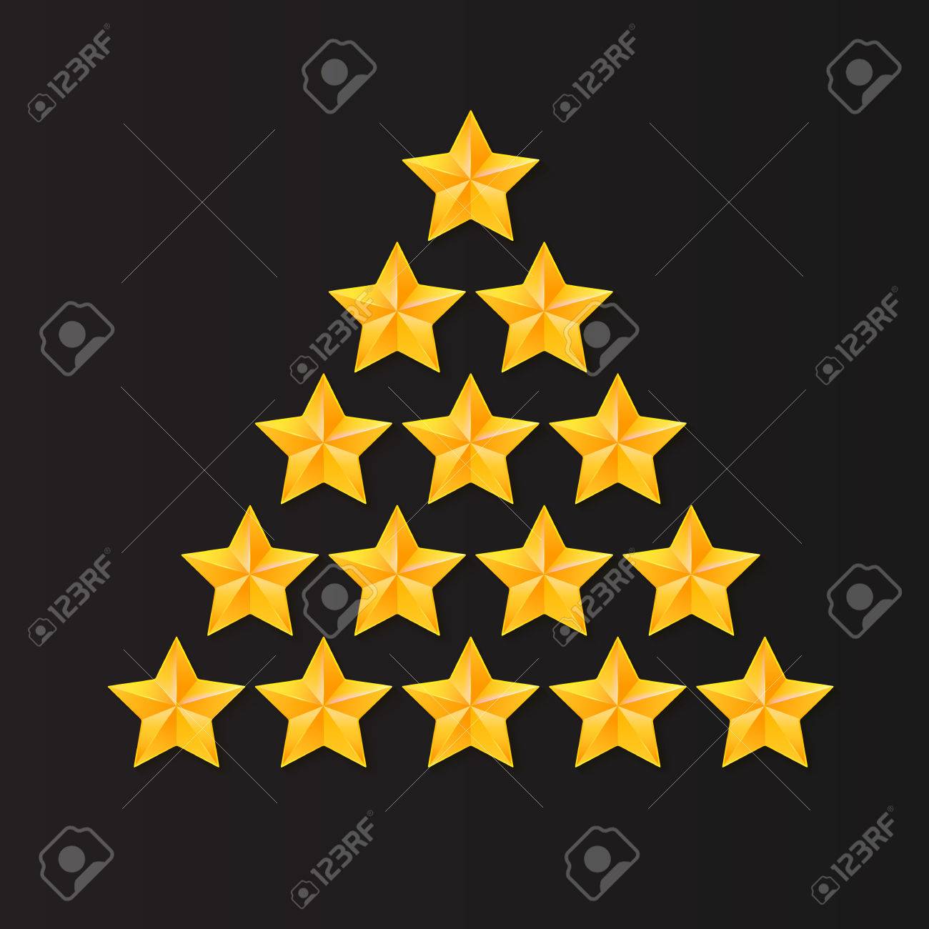 Set Of Rating Stars Gold Metal Five Pointed In The Shape