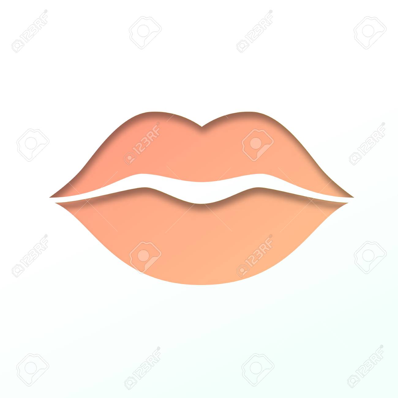contour of lips cut from paper outline icon of mouth vector