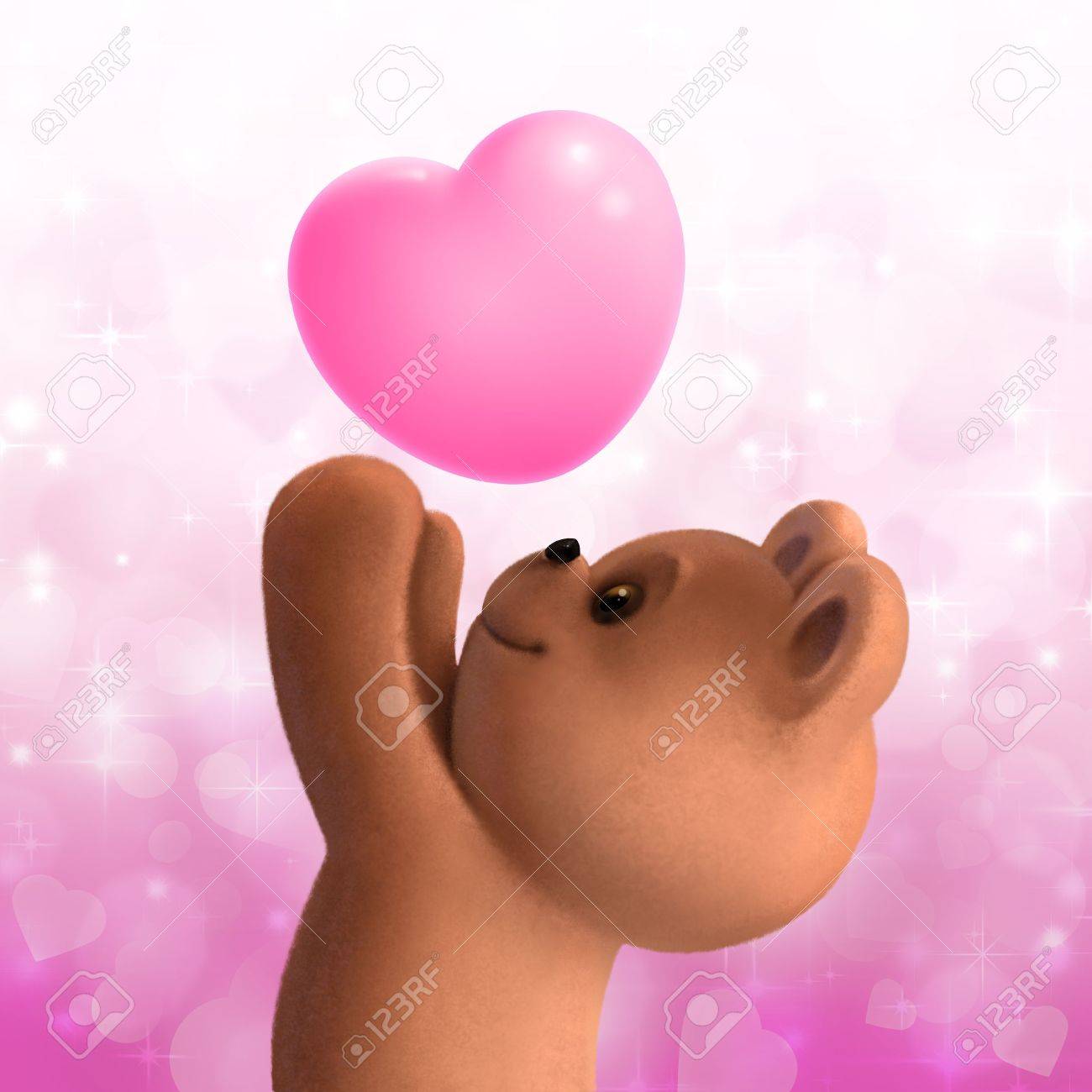 Teddybar Mit Liebe Herz Auf Rosa Hintergrund Lizenzfreie Fotos Bilder Und Stock Fotografie Image 21734496