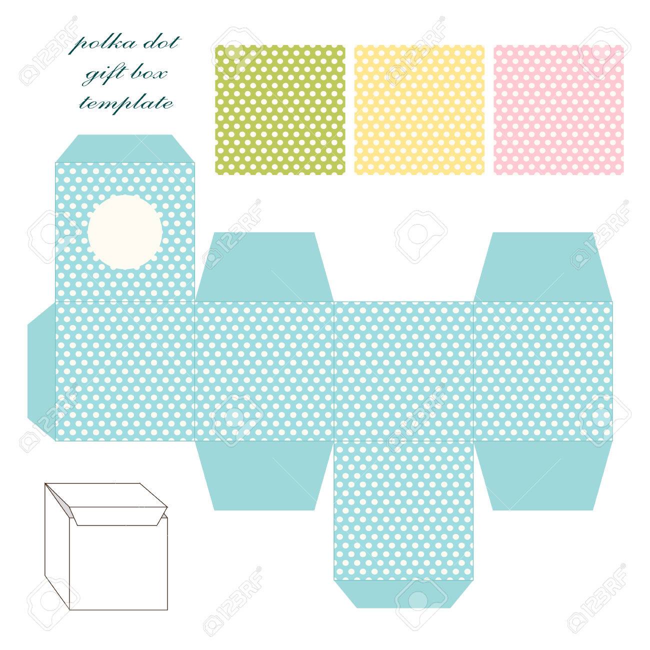 cute retro square gift box template with polka dots ornament