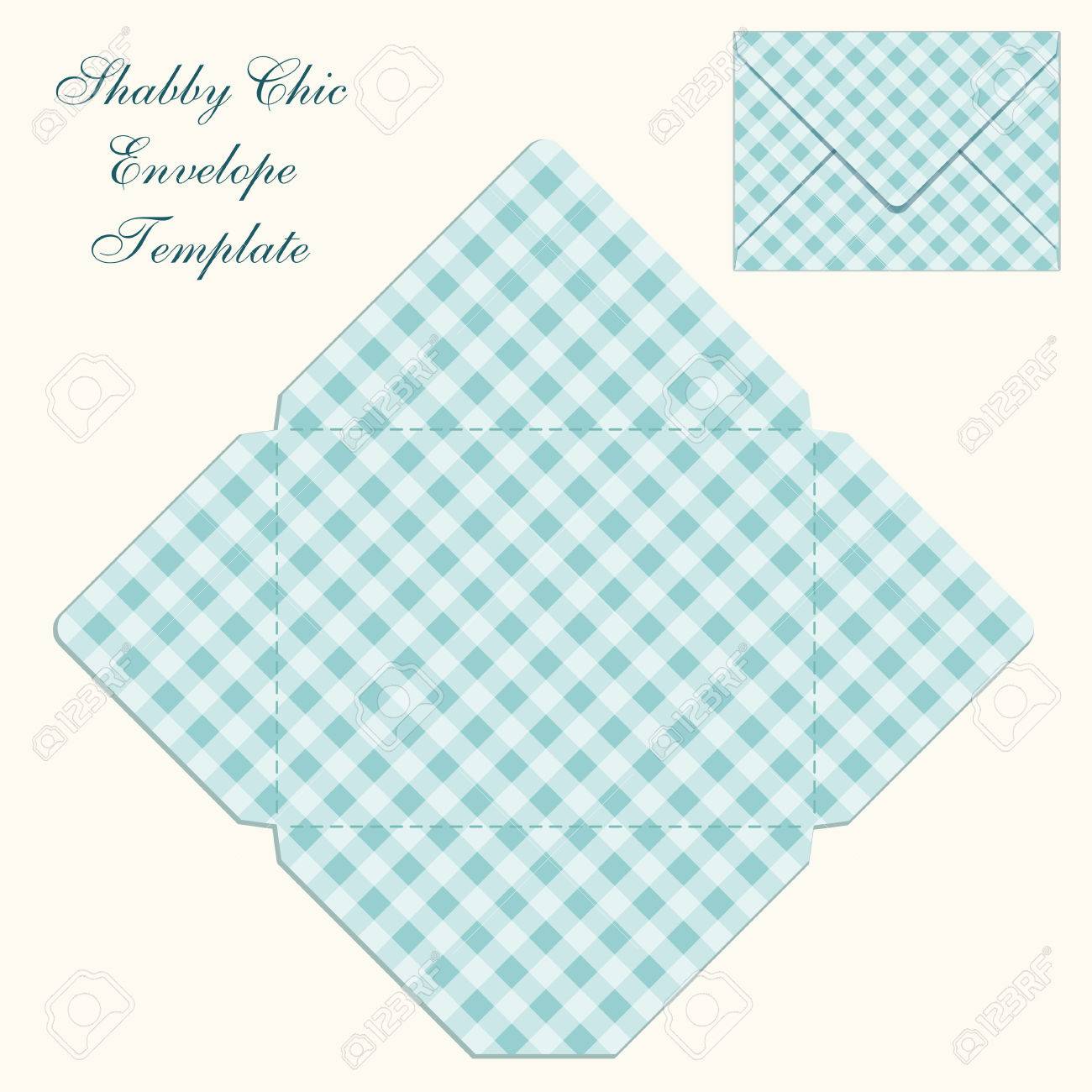 cute retro envelope template with ornament in shabby chic style