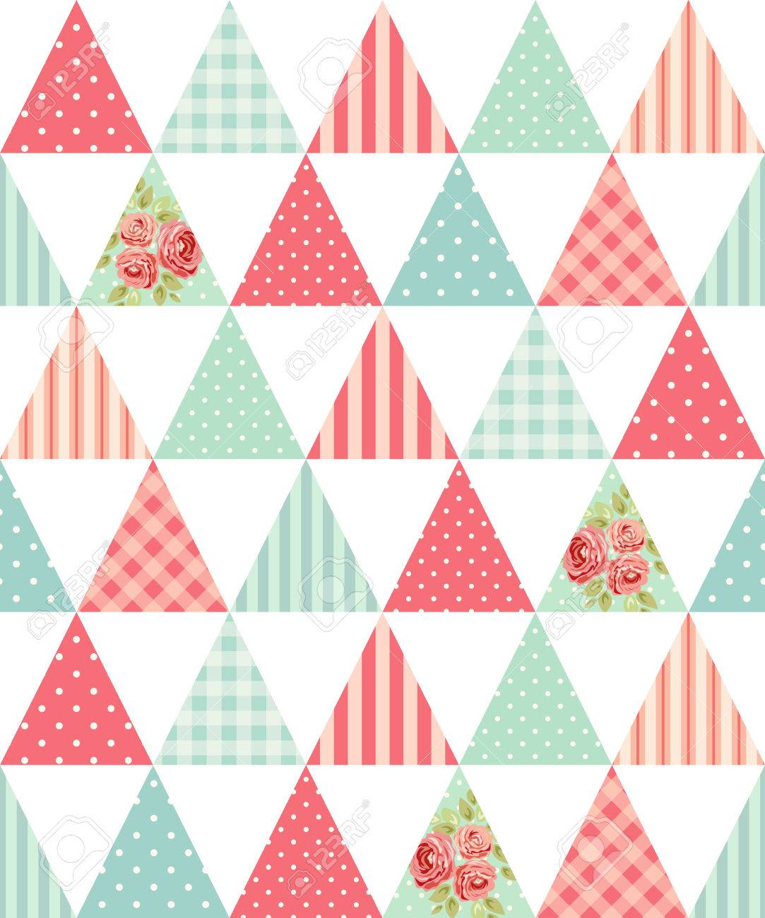 Cute seamless vintage pattern as patchwork in shabby chic style ideal for kitchen textile or bed linen fabrics - 82769843 Cute seamless vintage pattern as patchwork in shabby chic style ideal for kitchen textile or bed linen fabrics - 82769843