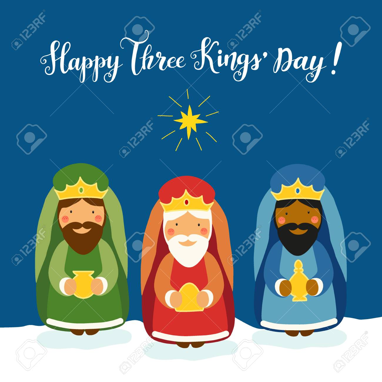 Cute Three Kings Day card with hand drawn characters - 87781535 Cute Three Kings Day card with hand drawn characters - 87781535