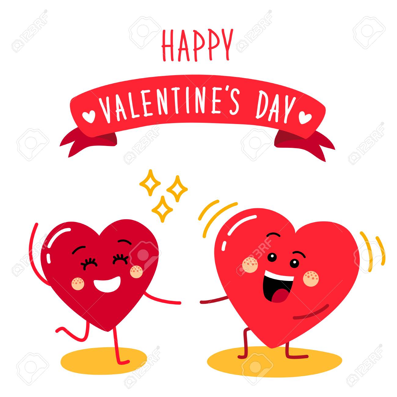 Cute Holiday Valentines Day Card With Funny Cartoon Character Of ...