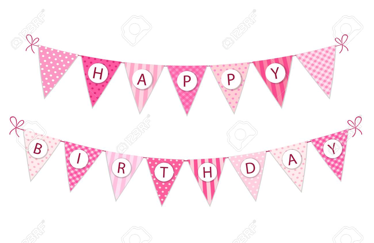 cute vintage festive fabric pennant banner as bunting flags with