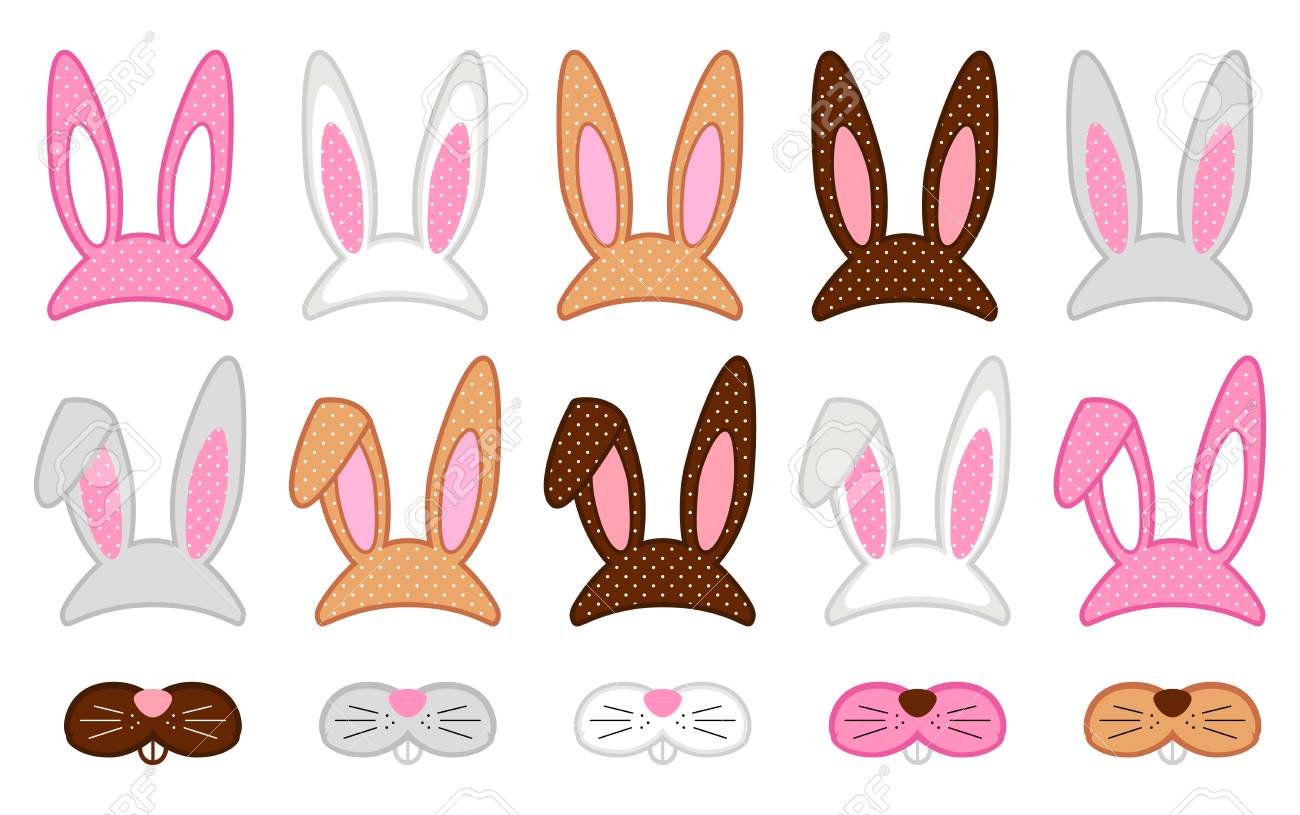Cute Easter photo booth props as set of party graphic elements of easter bunny costume - 93168352 Cute Easter photo booth props as set of party graphic elements of easter bunny costume - 93168352