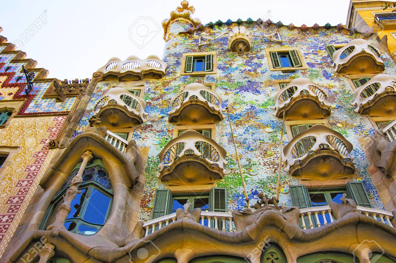 BARCELONA, SPAIN - AUGUST 14, 2011: Balconies of Casa Batllo building in Barcelona in Spain. It is also called as House of Bones. It was designed by Antoni Gaudi, Spanish architect. - 55062823 BARCELONA, SPAIN - AUGUST 14, 2011: Balconies of Casa Batllo building in Barcelona in Spain. It is also called as House of Bones. It was designed by Antoni Gaudi, Spanish architect. - 55062823
