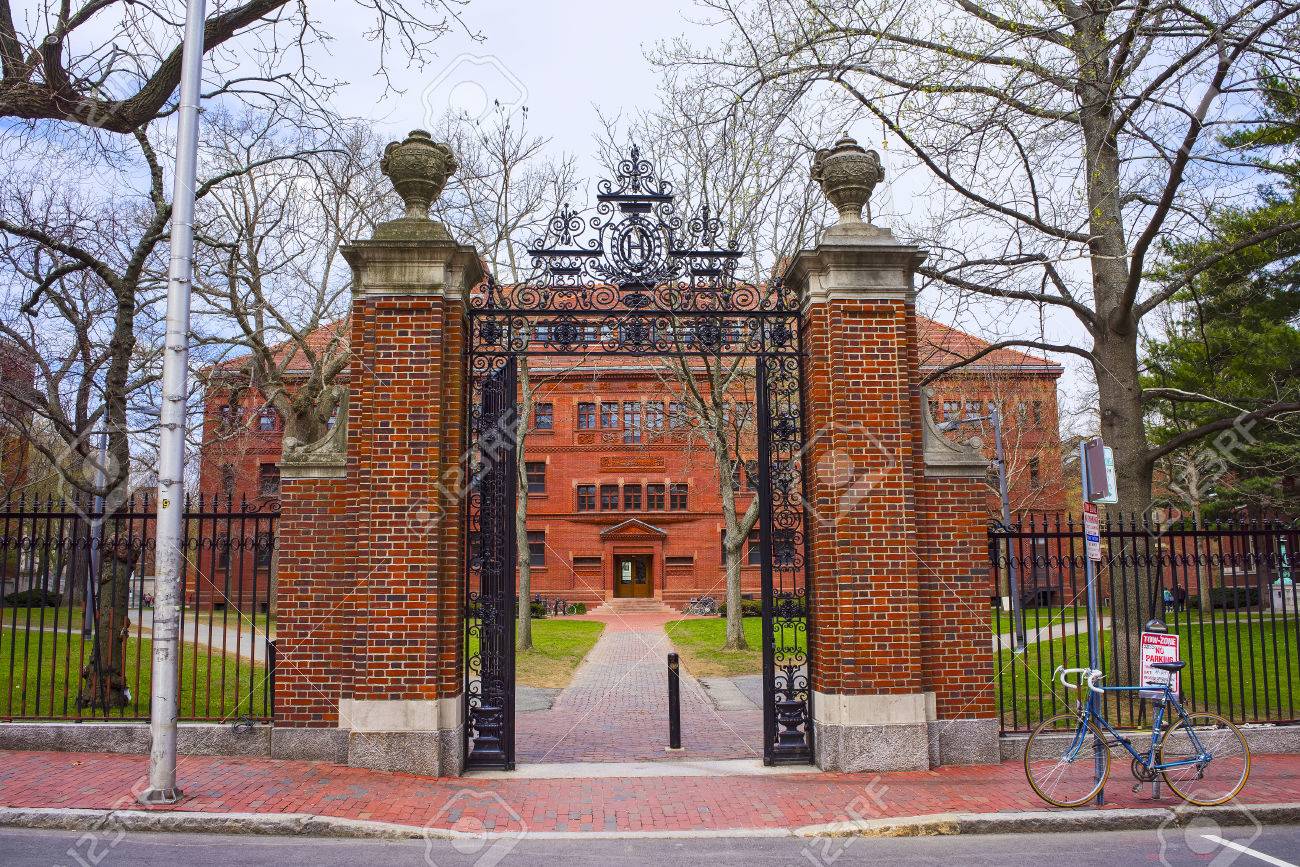 Entrance gate and East facade of Sever Hall at Harvard Yard in Harvard University in Cambridge, Massachusetts, MA, USA. It is used as the library, lecture hall and classroom for different courses. - 57810566 Entrance gate and East facade of Sever Hall at Harvard Yard in Harvard University in Cambridge, Massachusetts, MA, USA. It is used as the library, lecture hall and classroom for different courses. - 57810566
